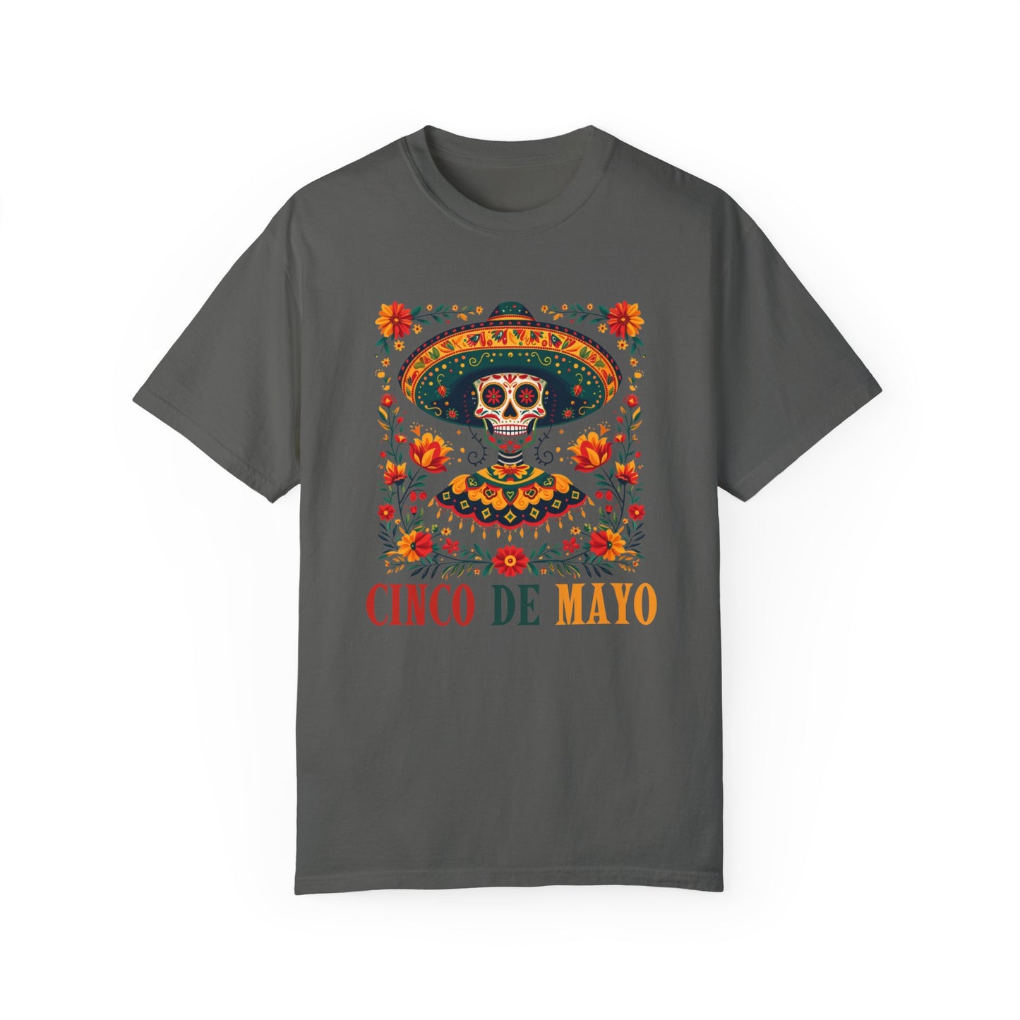 Decorated Skull Sombrero Tee: Colorful Cinco de Mayo Shirt for Party Fun, Cinco de Mayo Shirt, Festive Skull Sombrero Tee for Mexican Fiesta