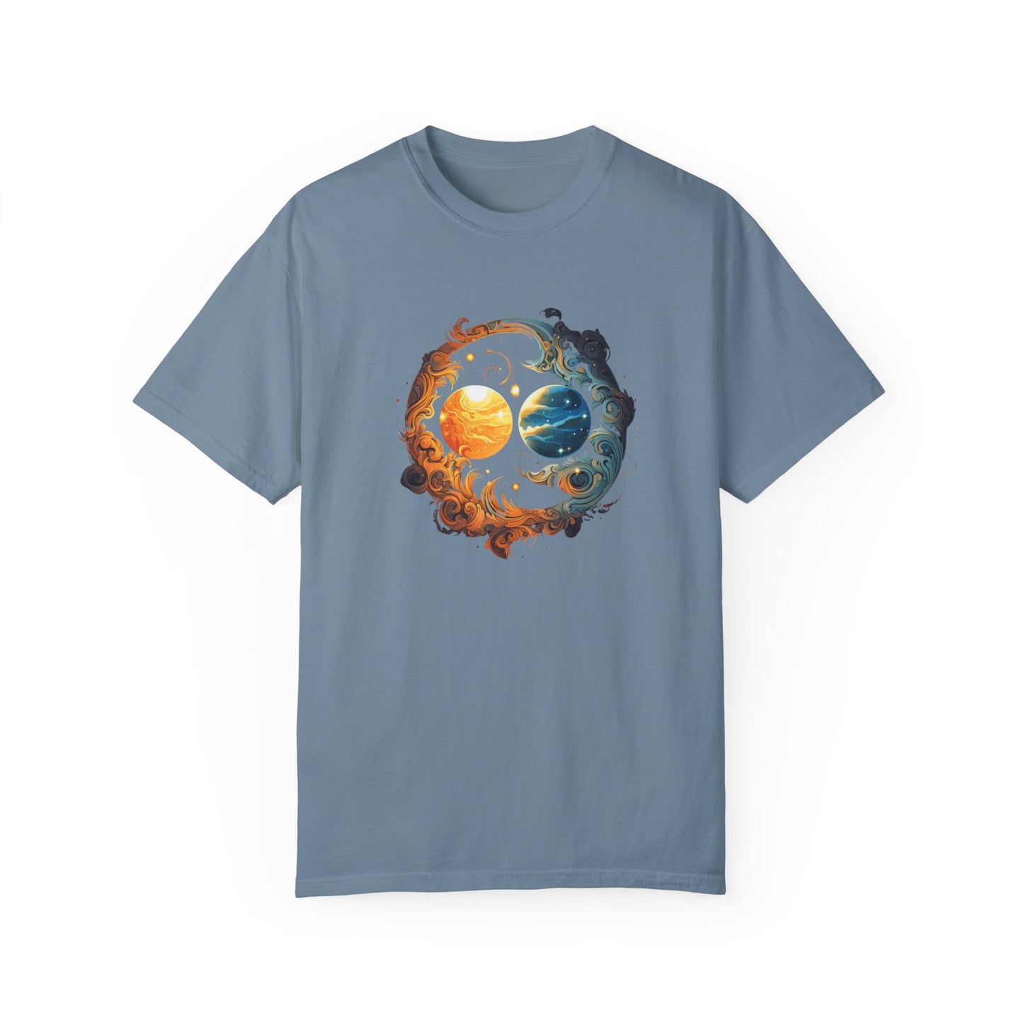 Celestial-inspired Sun and Moon Marriage T-Shirt for the Total Eclipse on April 8, 2024, Unisex Garment-Dyed T-shirt