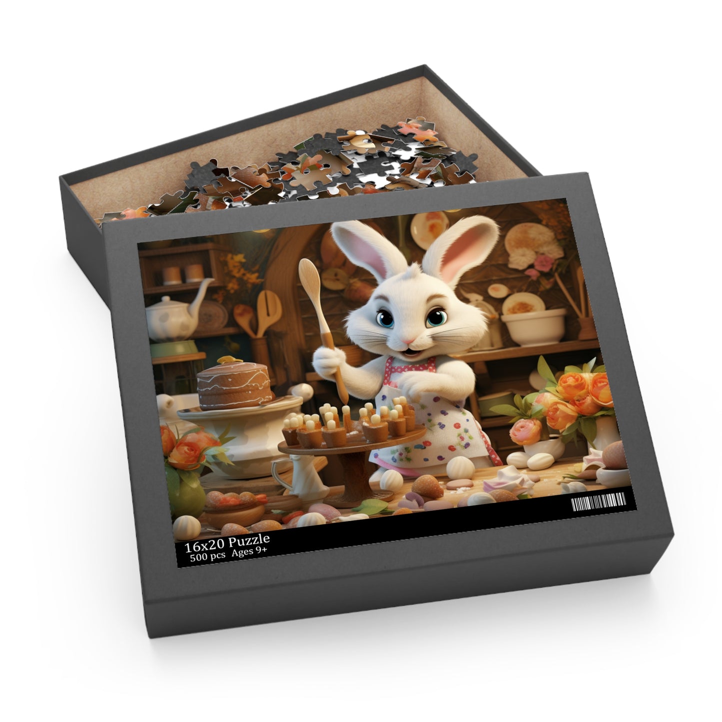 Ms. Easter Bunny Cooking Puzzle, Easter Bunny Jigsaw Puzzle (120, 252, 500-Piece) Family Puzzles, Kids Puzzle, Easter Gifts, Easter Decor