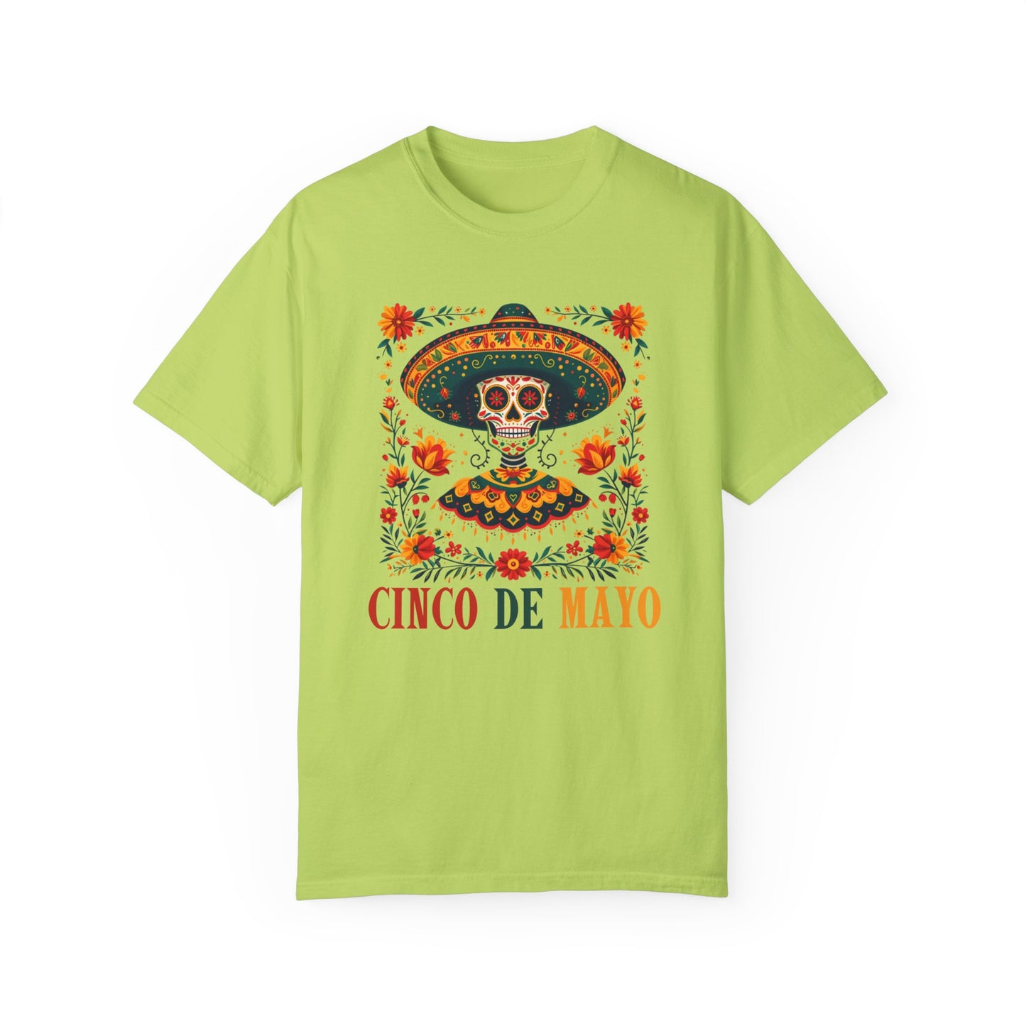 Decorated Skull Sombrero Tee: Colorful Cinco de Mayo Shirt for Party Fun, Cinco de Mayo Shirt, Festive Skull Sombrero Tee for Mexican Fiesta