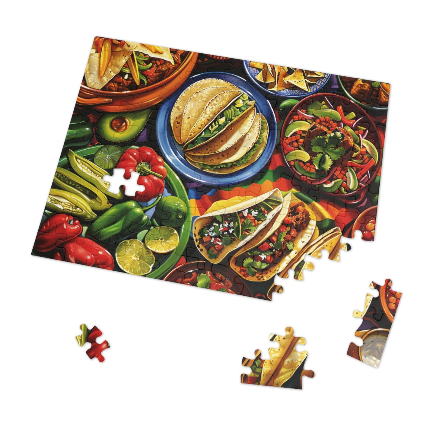 Celebrate with a Fun Mexican Food Spread Puzzle - Great for Fiesta Parties! (30, 110, 252, 500,1000-Piece)Delicious Mexican Food Spread