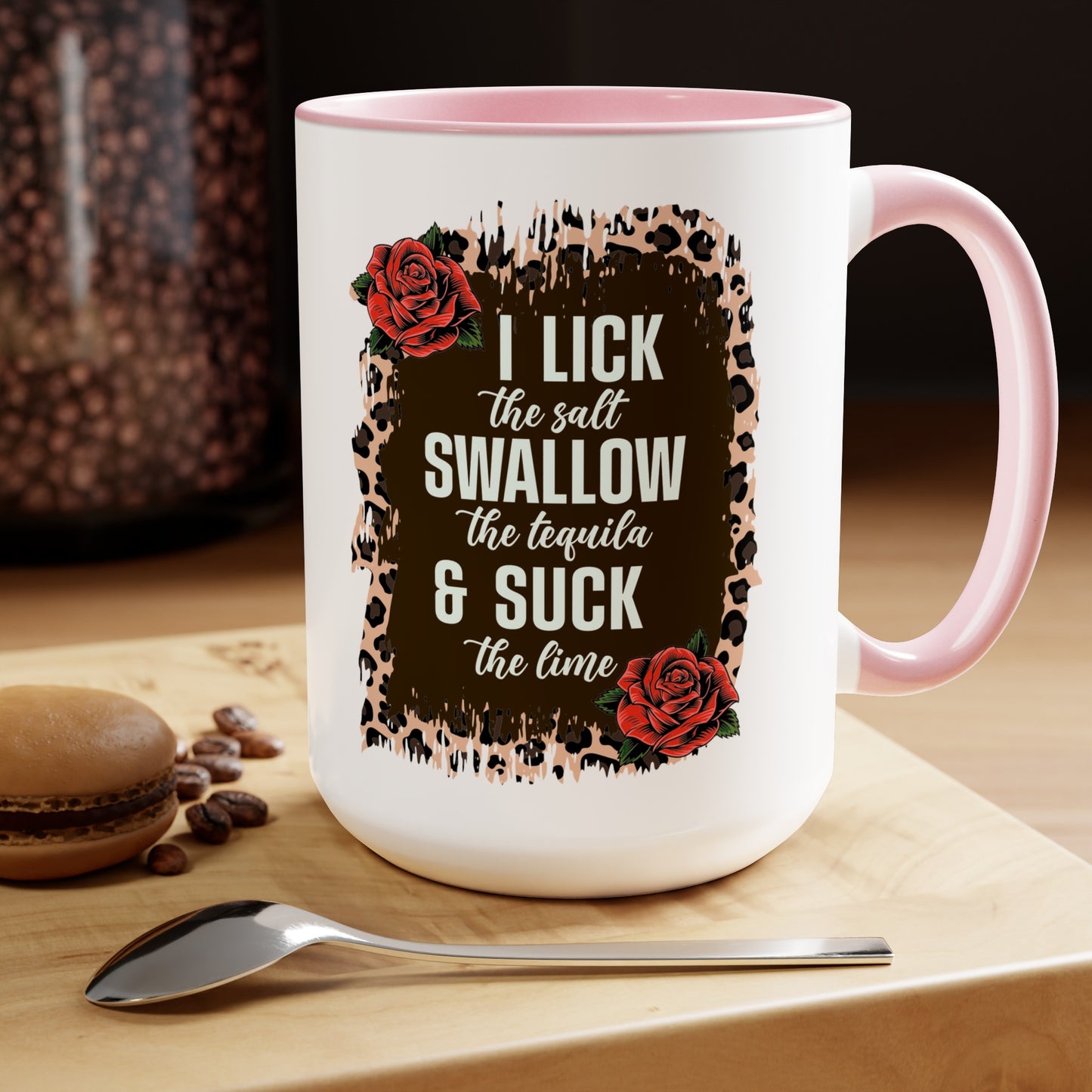 Cheeky Tequila Lover Mug - I Lick the Salt, Swallow The Tequila, & Suck The Lime 15 oz, Funny Tequila Quote Mug, Tequila Shot Trio Mug