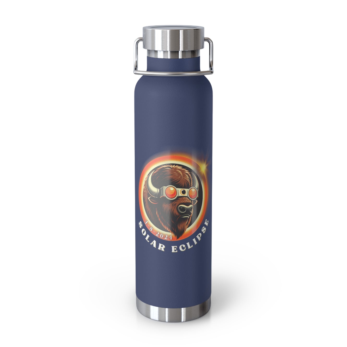 Solar Eclipse Style: Insulated Copper Bottle featuring American Buffalo - 22oz, Retro Chic, American Buffalo Design