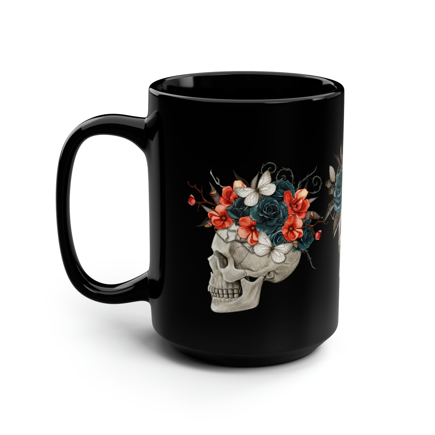 Halloween Skeleton Mug - Funny Coffee Mug - Ceramic Mug - Gift for Him - Gift for Her - Black Mug, 15oz