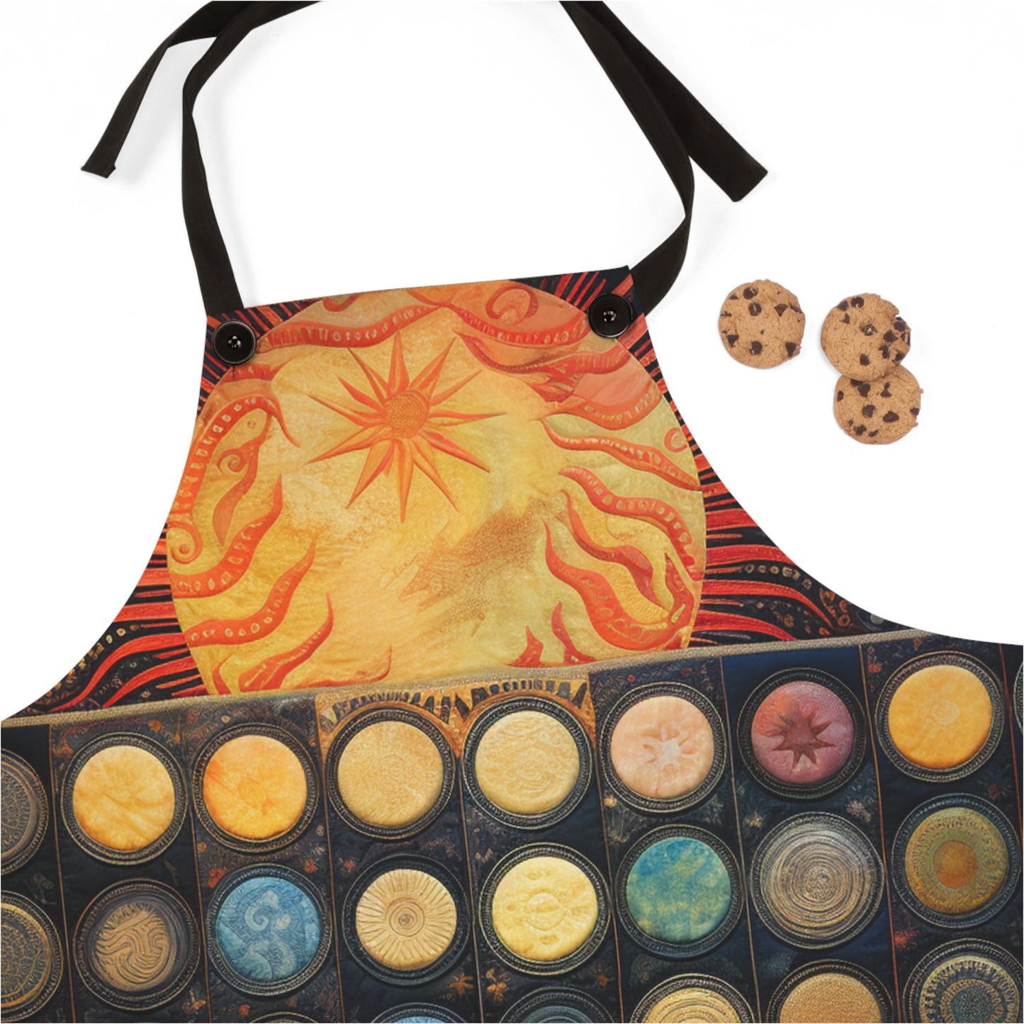 Galaxy-inspired Stars and Universe Quilt-pattern Apron with Sun and Planets Design, Celestial Delight: Sun, Planets, and Stars Quilt-pattern