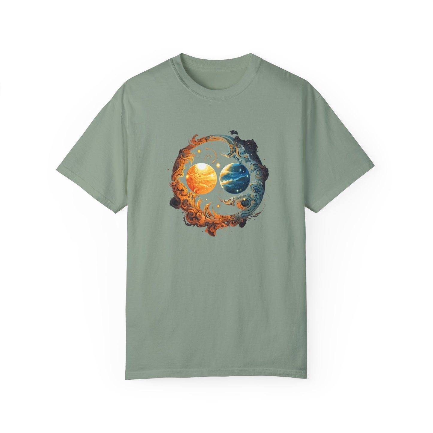 Celestial-inspired Sun and Moon Marriage T-Shirt for the Total Eclipse on April 8, 2024, Unisex Garment-Dyed T-shirt