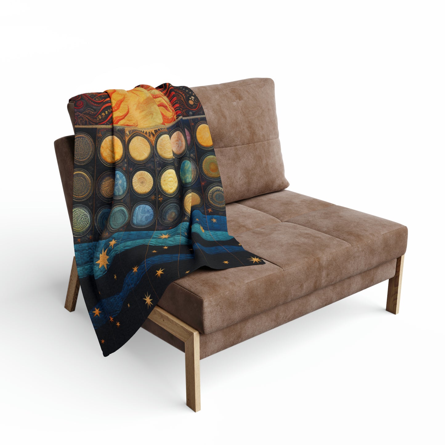 Celestial Fleece Blanket Quilt: Solar and Lunar Patterns Woven During an Eclipse, Arctic Fleece Blanket