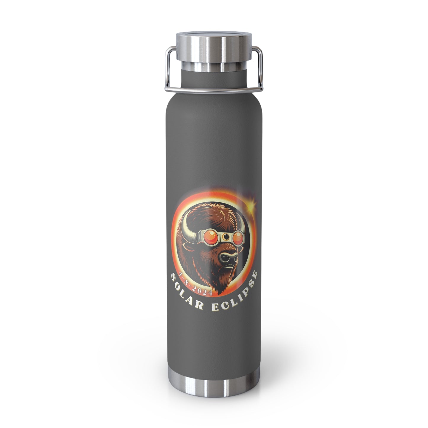 Solar Eclipse Style: Insulated Copper Bottle featuring American Buffalo - 22oz, Retro Chic, American Buffalo Design