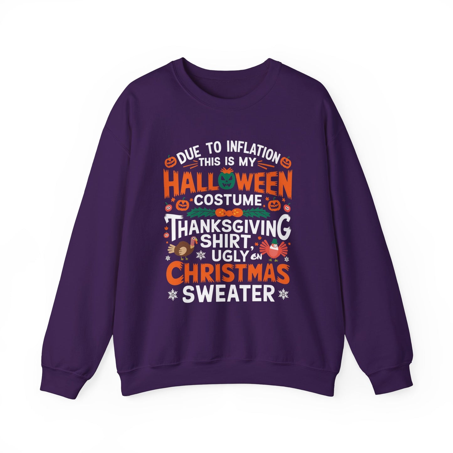 Due To Inflation Sweatshirt, Hallothanksmas tee, Funny Holiday Season Shirt, Halloween T-shirt, Thanksgiving Sweater,Christmas Gift,Fall Tee