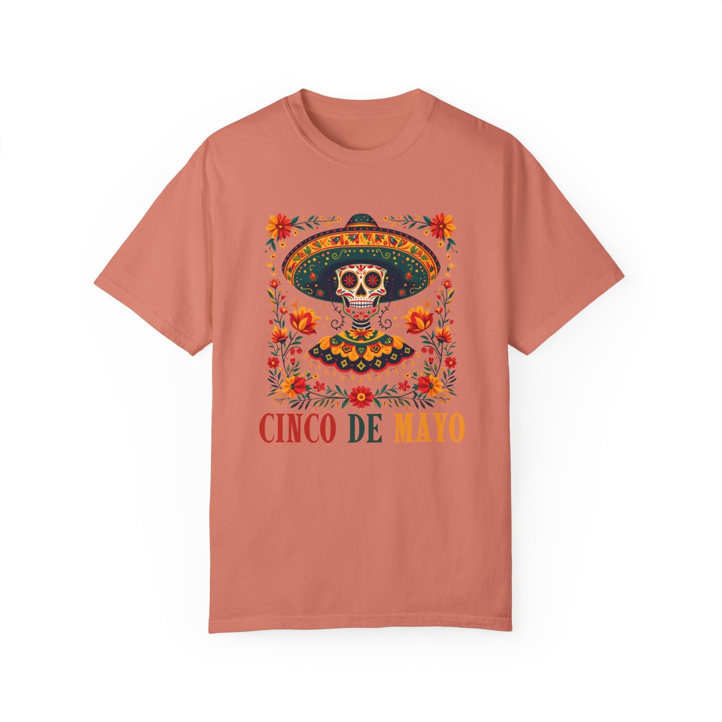 Decorated Skull Sombrero Tee: Colorful Cinco de Mayo Shirt for Party Fun, Cinco de Mayo Shirt, Festive Skull Sombrero Tee for Mexican Fiesta