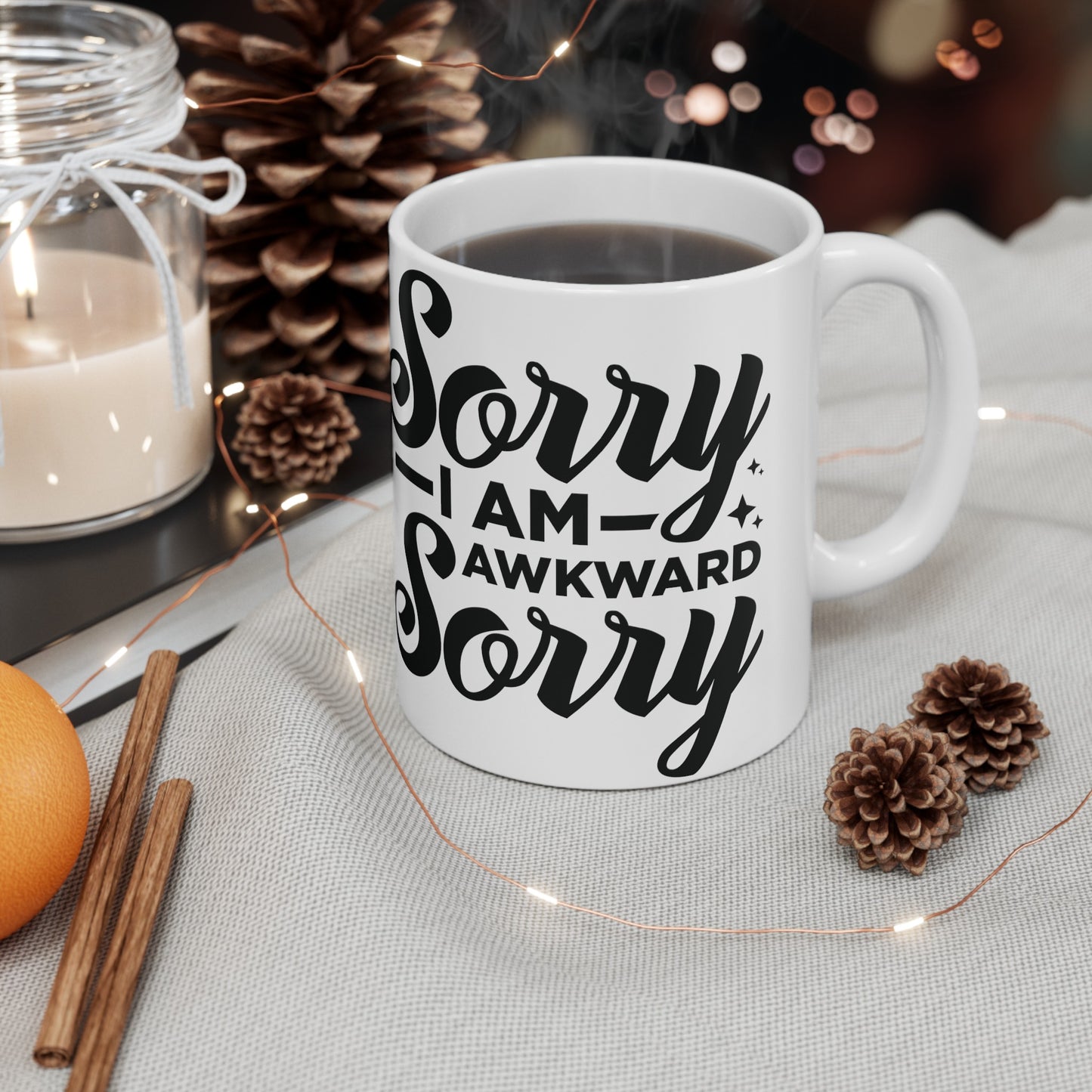 Sorry I Am Awkward - Funny Sarcastic Mug - 11 & 15 oz Options, Quirky Ceramic Mug - Sorry I Am Awkward