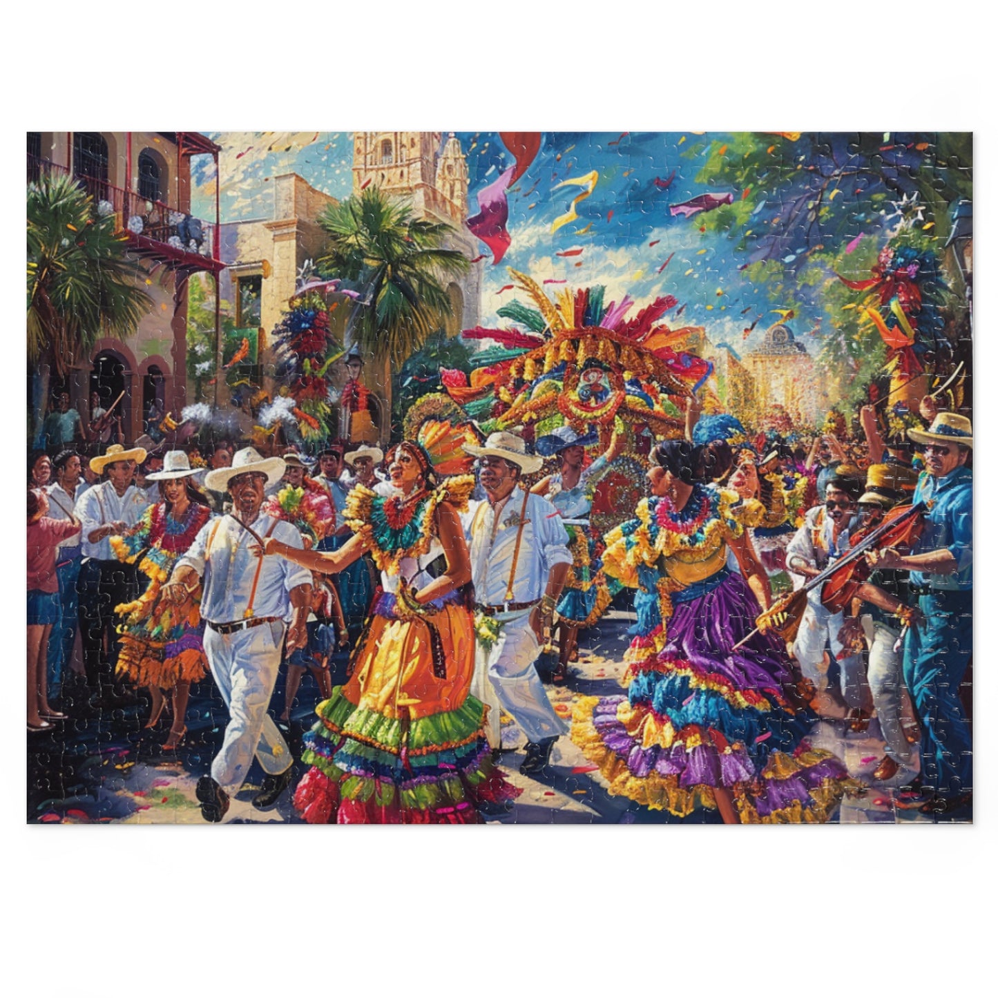 Vibrant Day of the Dead Puzzle - Festive Parade Scene for Mindful Relaxation (30, 110, 252, 500,1000-Piece),Fiesta Parade Puzzle for Family