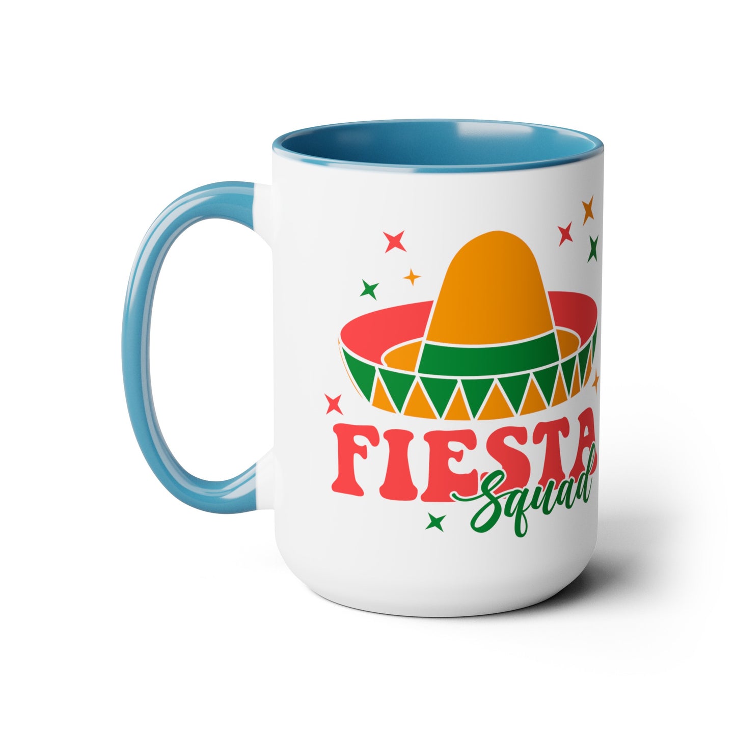 Fiesta Squad Must-Have: Vibrant 15 oz Mug for Festive Gatherings, Fiesta Squad Fun, Colorful 15 oz Mug for Cinco de Mayo Parties