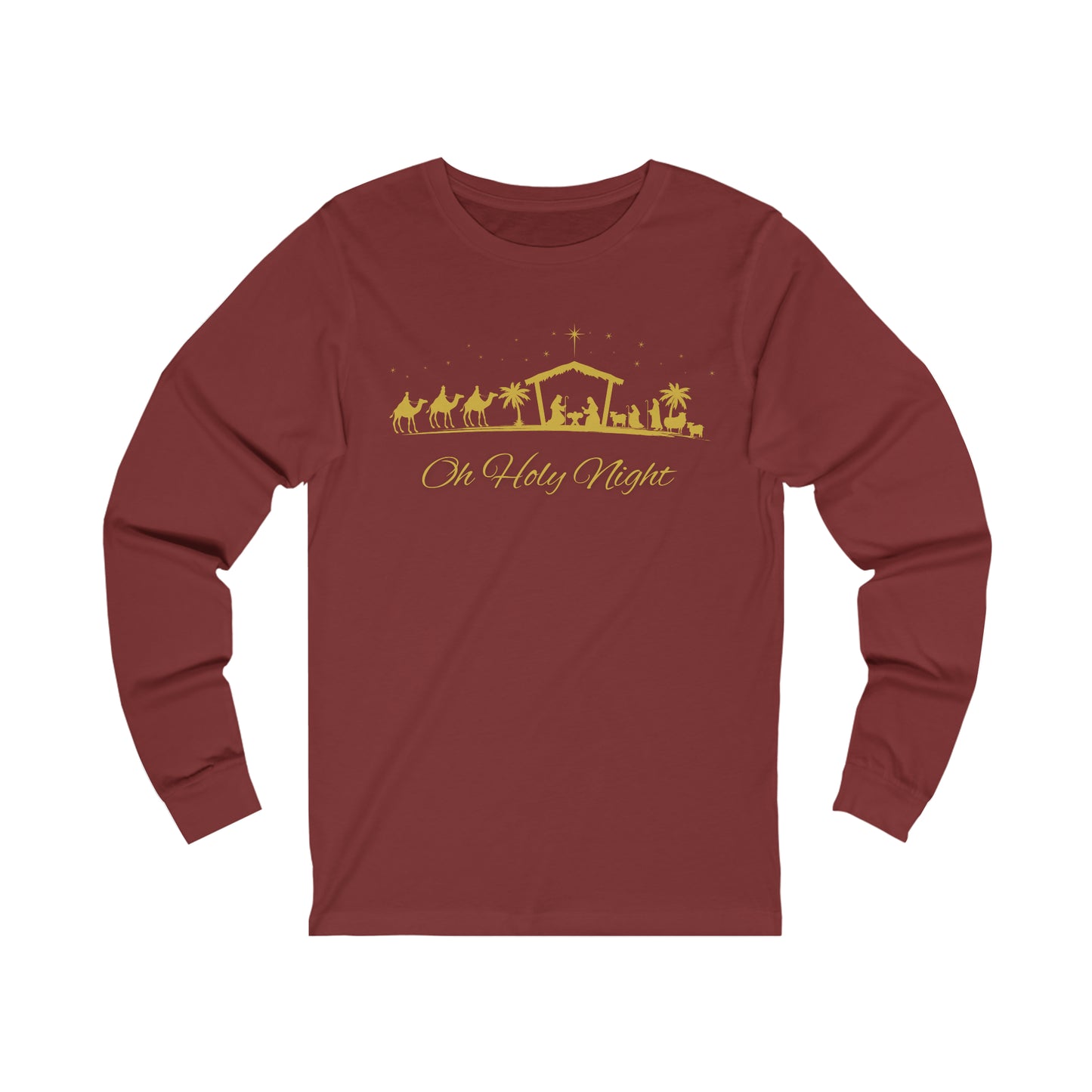 Oh Holy Night, Christmas long sleeve shirt, holiday long sleeve, christian christmas long sleeve, Christmas Party Long Sleeve Shirt, Jesus