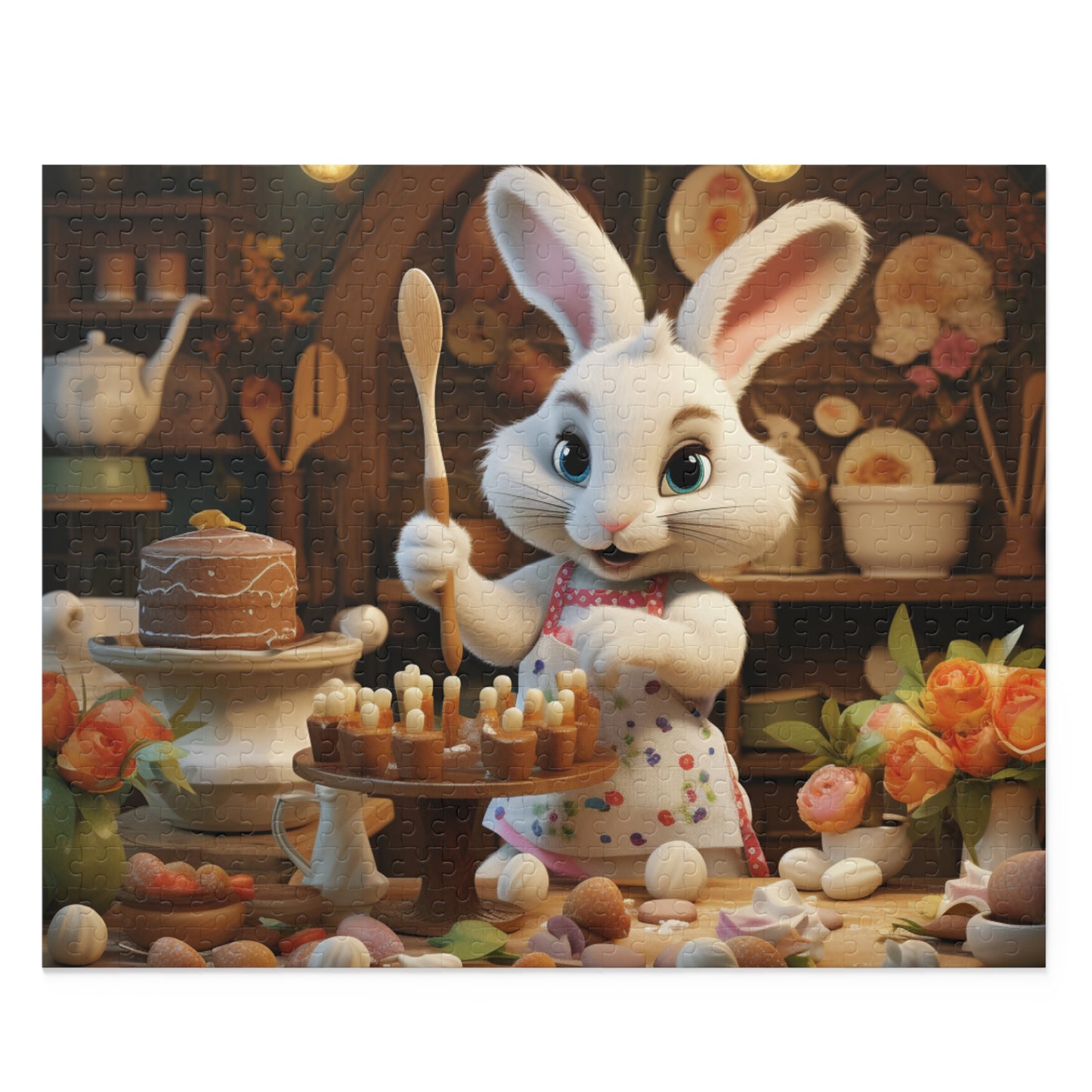 Ms. Easter Bunny Cooking Puzzle, Easter Bunny Jigsaw Puzzle (120, 252, 500-Piece) Family Puzzles, Kids Puzzle, Easter Gifts, Easter Decor