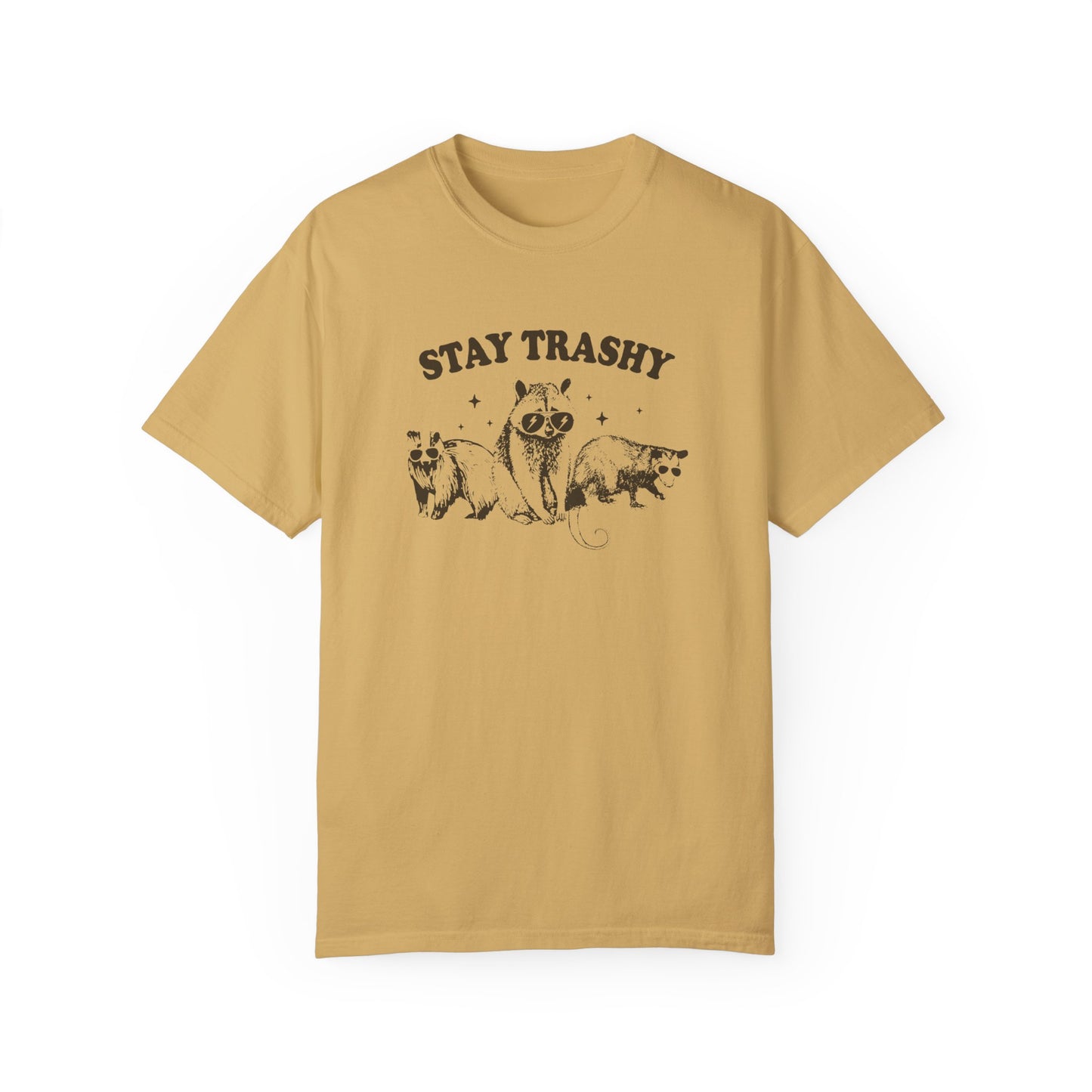 Stay Trashy Tshirt with Adorable Raccoon, Possum, and Fox Design, Funny Animal Lovers Shirt - Raccoon, Possum, and Fox Stay Trashy Tee