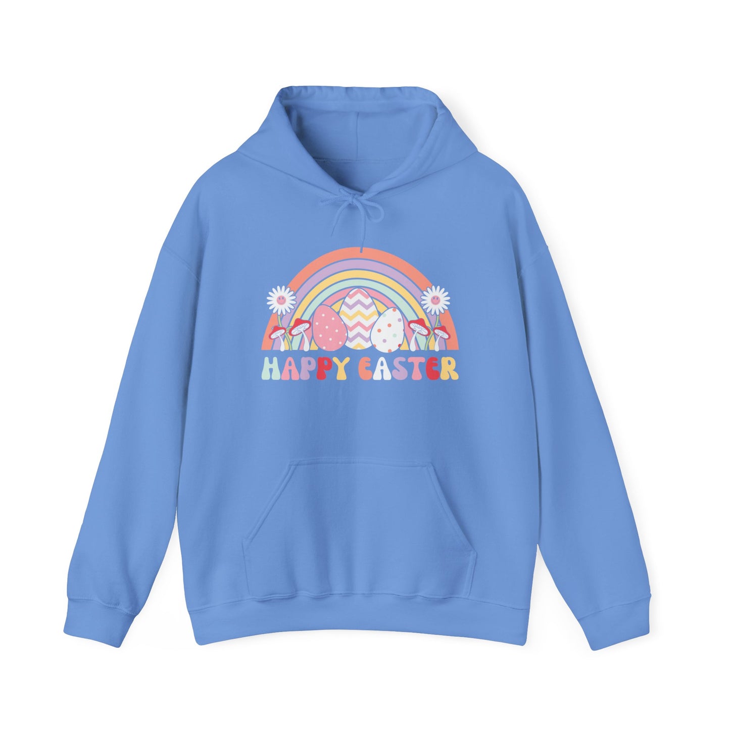 Happy Easter Rainbow Hooded Sweatshirt, Happy Easter Bunny Sweatshirt, Easter Sweatshirt, Leopard Bunny Sweatshirt, Happy Easter Sweater