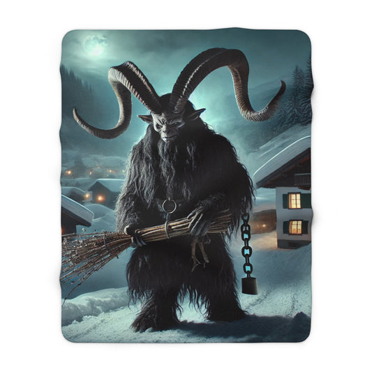 Cozy Traditional Krampus Blanket Soft Fleece Throw with Legendary Alpine Demon Design