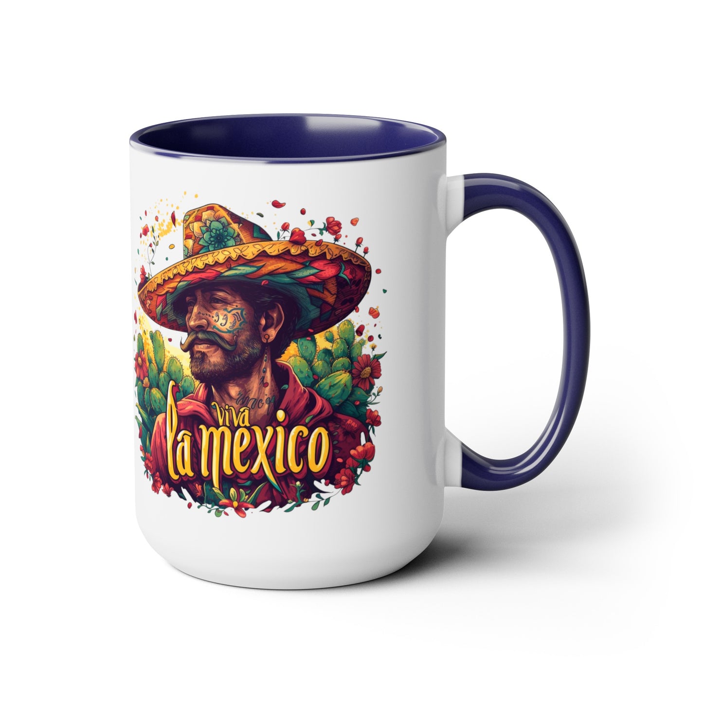 Mexican Fiesta Viva la Mexico 15 oz Mug - Colorful Pottery Coffee Mug, Viva la Mexico 15 oz Mug - Colorful Mexican-Inspired Coffee Cup