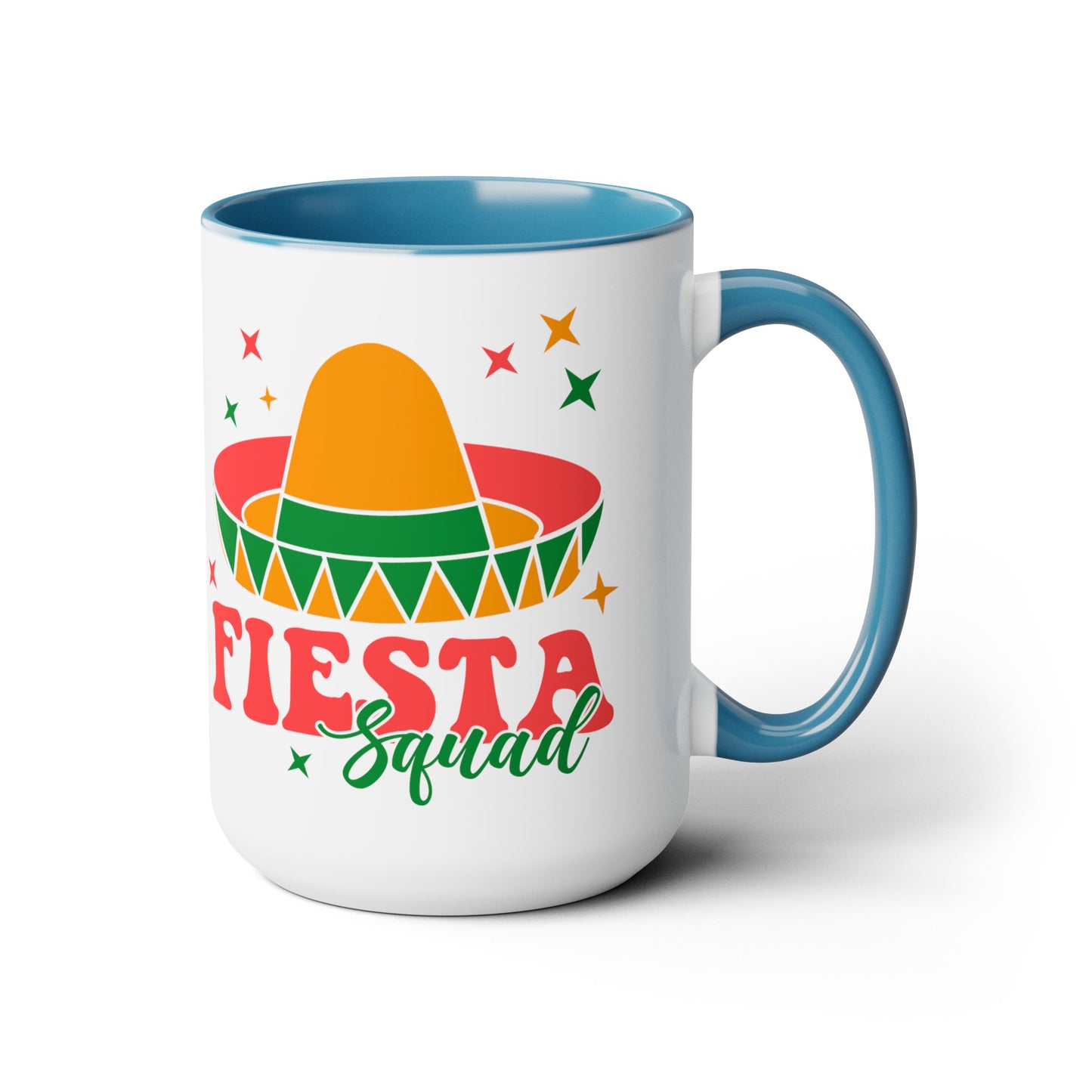 Fiesta Squad Must-Have: Vibrant 15 oz Mug for Festive Gatherings, Fiesta Squad Fun, Colorful 15 oz Mug for Cinco de Mayo Parties