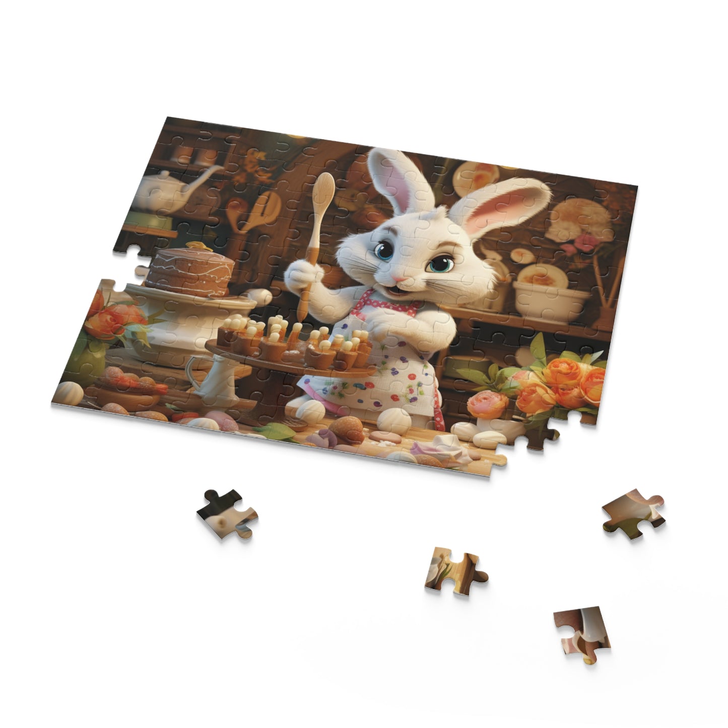 Ms. Easter Bunny Cooking Puzzle, Easter Bunny Jigsaw Puzzle (120, 252, 500-Piece) Family Puzzles, Kids Puzzle, Easter Gifts, Easter Decor