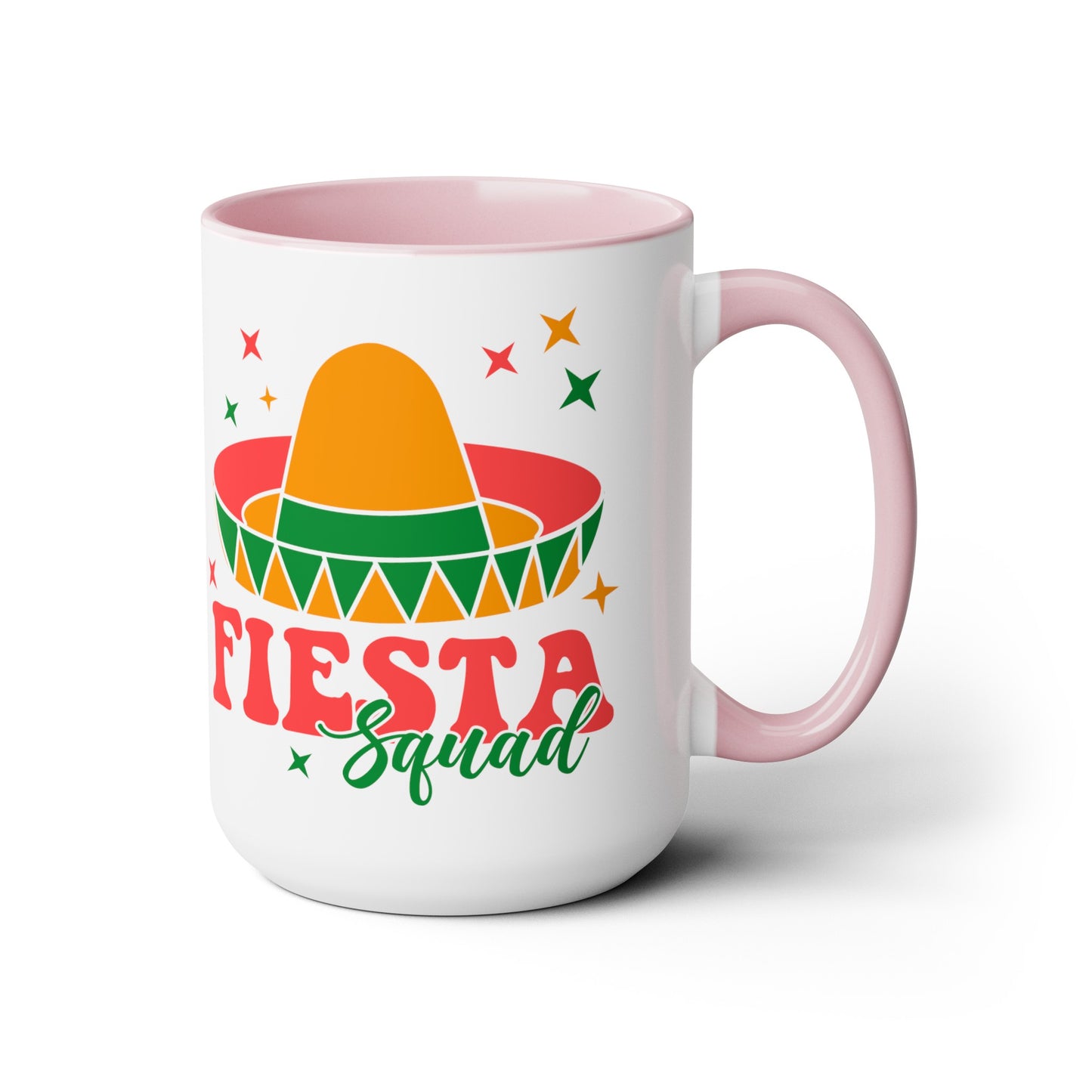 Fiesta Squad Must-Have: Vibrant 15 oz Mug for Festive Gatherings, Fiesta Squad Fun, Colorful 15 oz Mug for Cinco de Mayo Parties