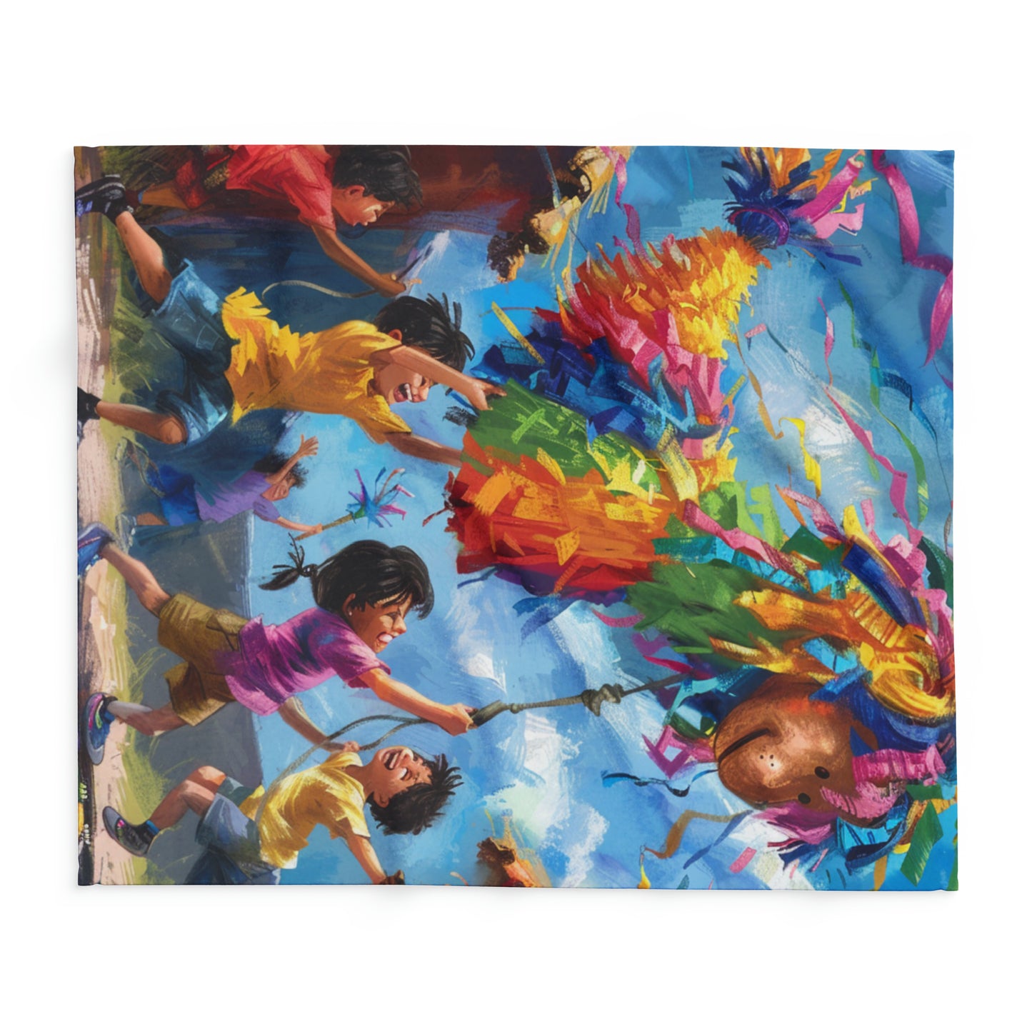 Festive Kids Pinata Inspired Fleece Blanket - Cinco de Mayo Party Decor, Cheerful Cinco de Mayo Blanket - Perfect for Kids' Playtime