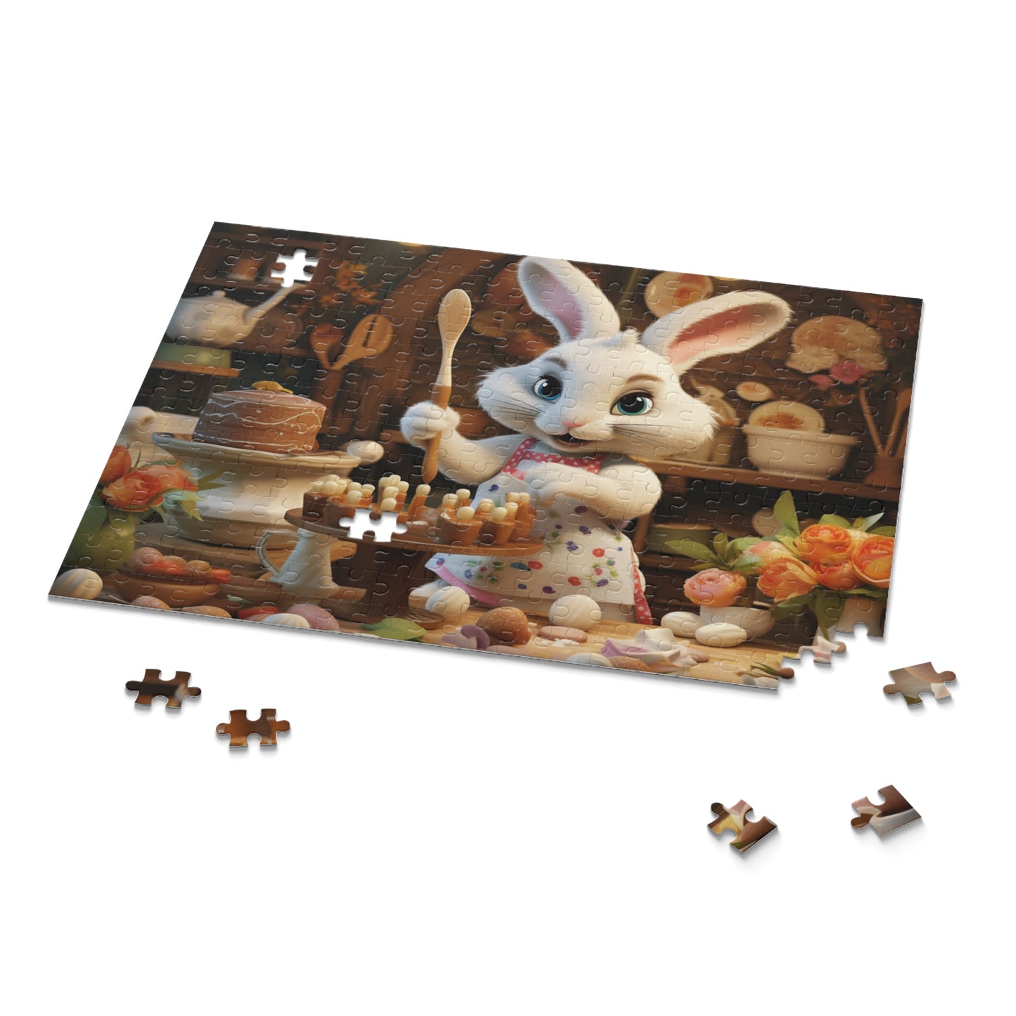 Ms. Easter Bunny Cooking Puzzle, Easter Bunny Jigsaw Puzzle (120, 252, 500-Piece) Family Puzzles, Kids Puzzle, Easter Gifts, Easter Decor