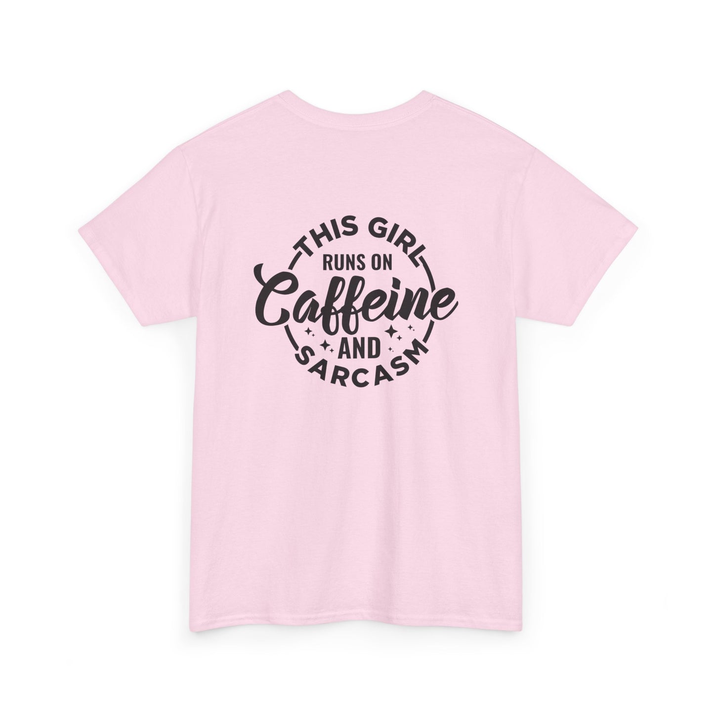 Coffee Lover Gift: This Girl Runs on Caffeine and Sarcasm Tshirt, Sassy Caffeine Addict Shirt - This Girl Runs on Caffeine and Sarcasm Tee