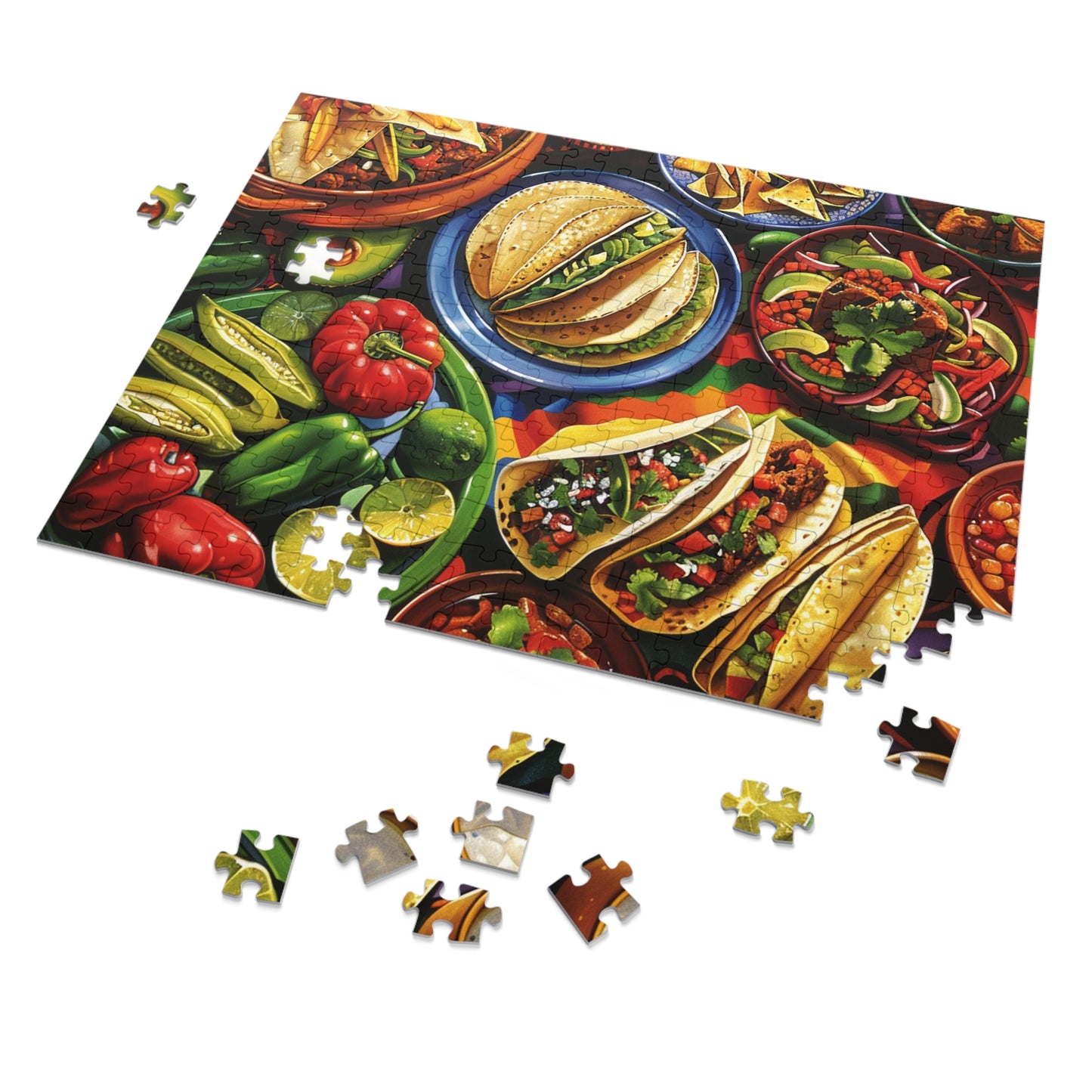 Celebrate with a Fun Mexican Food Spread Puzzle - Great for Fiesta Parties! (30, 110, 252, 500,1000-Piece)Delicious Mexican Food Spread