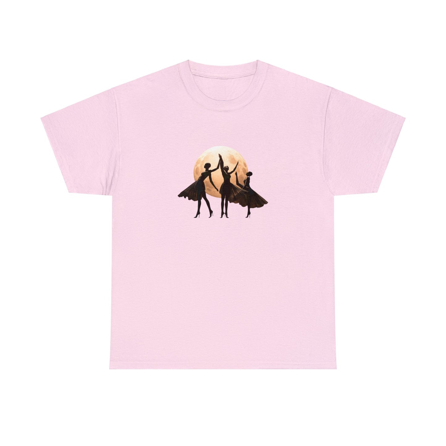 Lunar Dance: Unique Balerina Dancers in Front of Full Moon T-Shirt, Unisex Heavy Cotton Tee