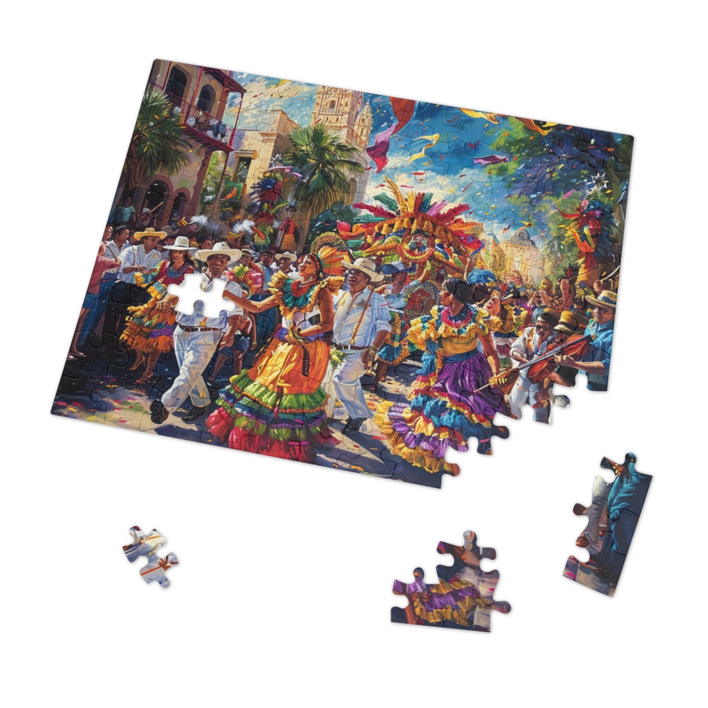 Vibrant Day of the Dead Puzzle - Festive Parade Scene for Mindful Relaxation (30, 110, 252, 500,1000-Piece),Fiesta Parade Puzzle for Family