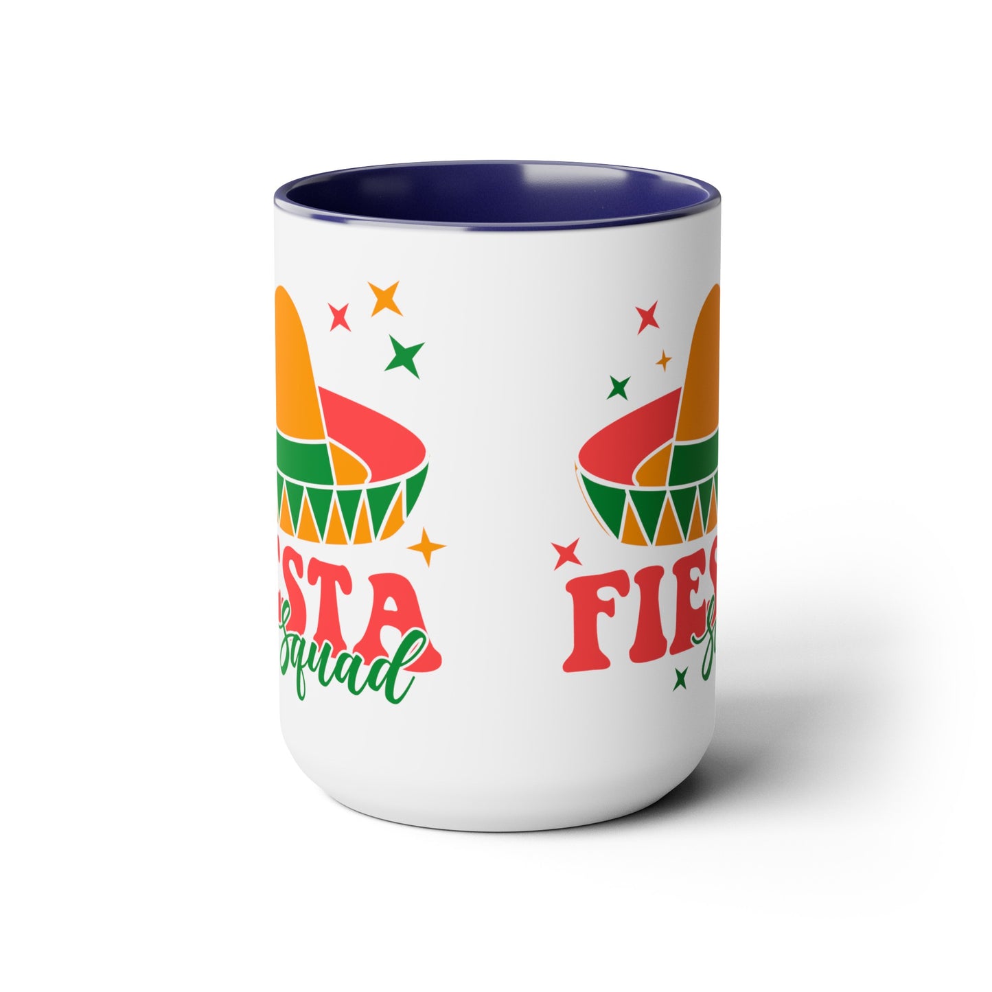 Fiesta Squad Must-Have: Vibrant 15 oz Mug for Festive Gatherings, Fiesta Squad Fun, Colorful 15 oz Mug for Cinco de Mayo Parties