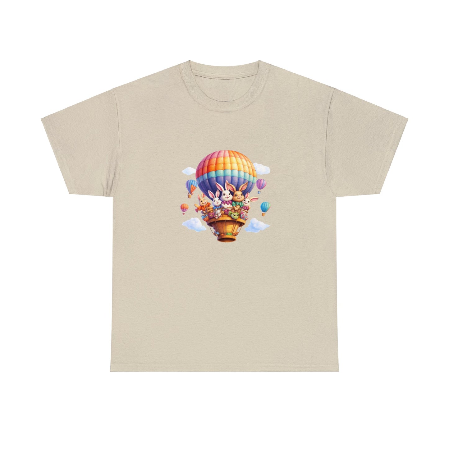 Stay Stylish this Easter with a Unique Bunny Hot Air Balloon Shirt - Limited Edition Design!  Unisex Heavy Cotton Tee