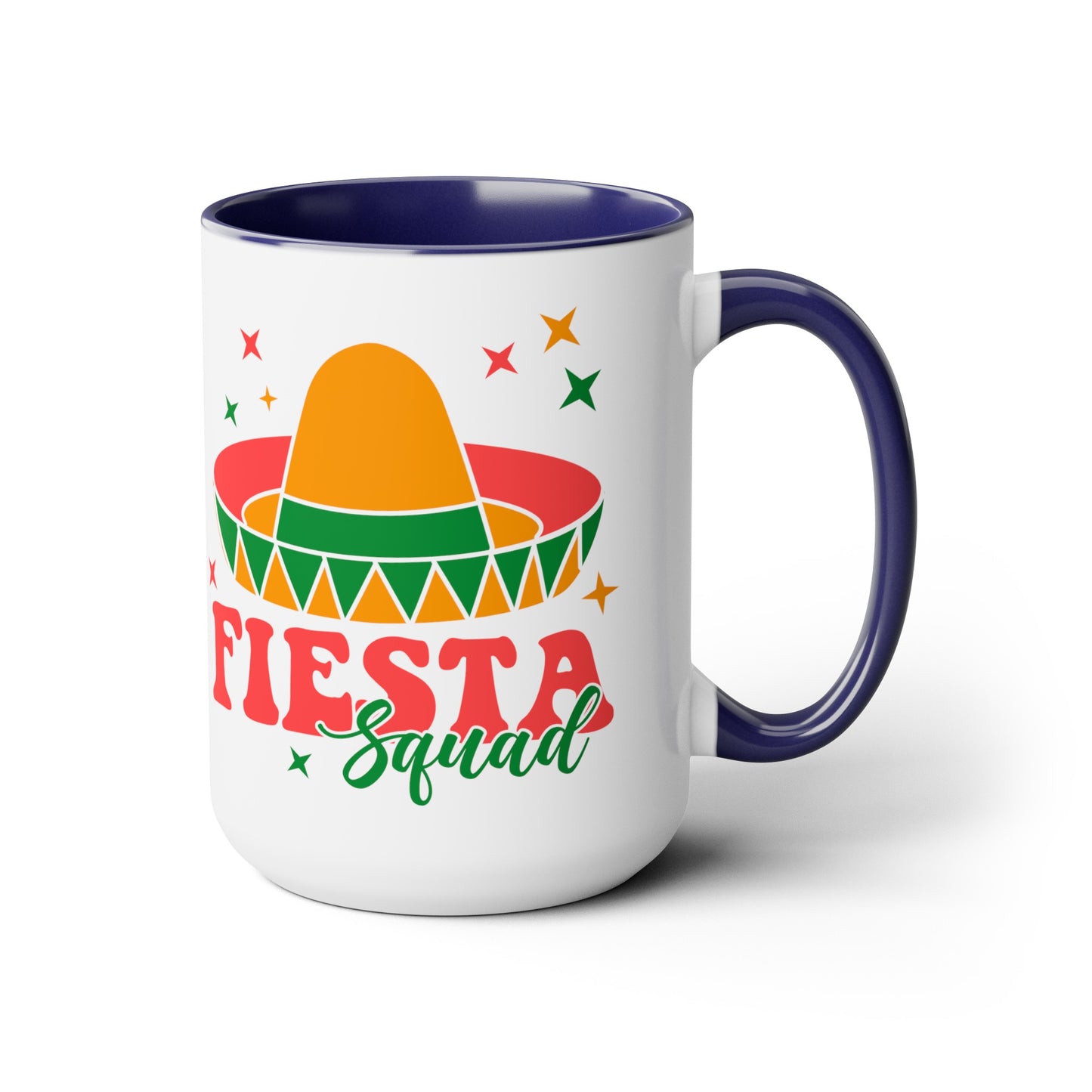 Fiesta Squad Must-Have: Vibrant 15 oz Mug for Festive Gatherings, Fiesta Squad Fun, Colorful 15 oz Mug for Cinco de Mayo Parties