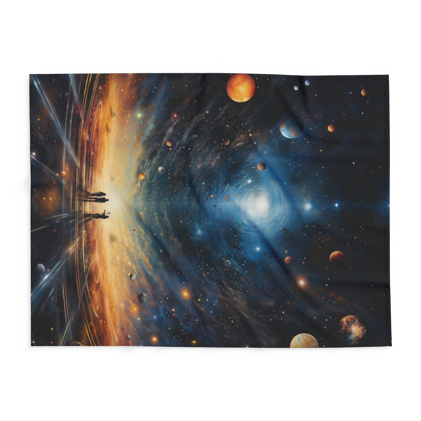 Get Cozy with Our Lunar Loom Fleece Blanket - A Celestial Tapestry Woven by the Moon during a Solar Eclipse