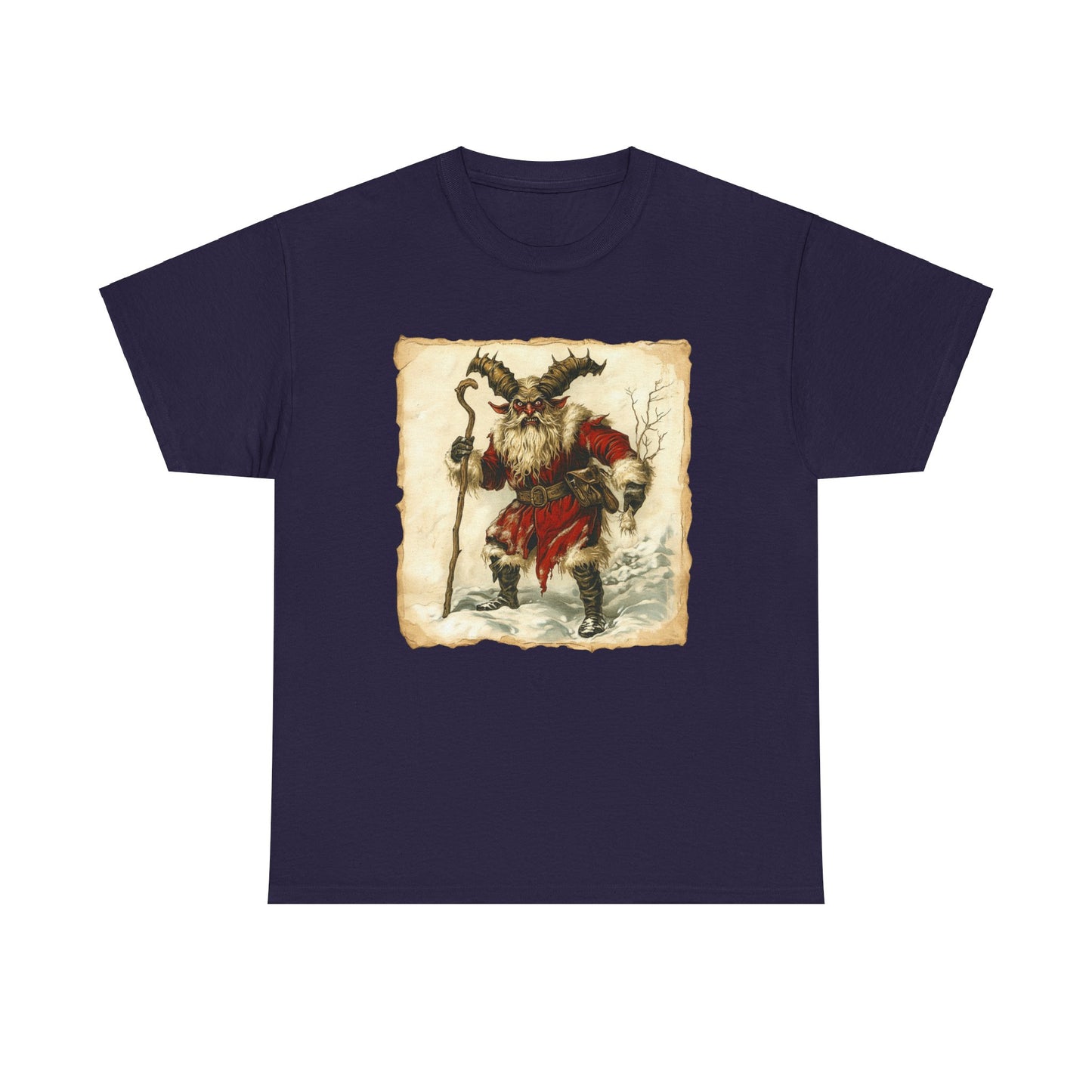 Vintage Krampus Unisex T-Shirt, Dark Christmas Holiday, Xmas Devil Creature, Skeletal Reindeer, Santa Skull, Merry Creepmas Xmas Tale