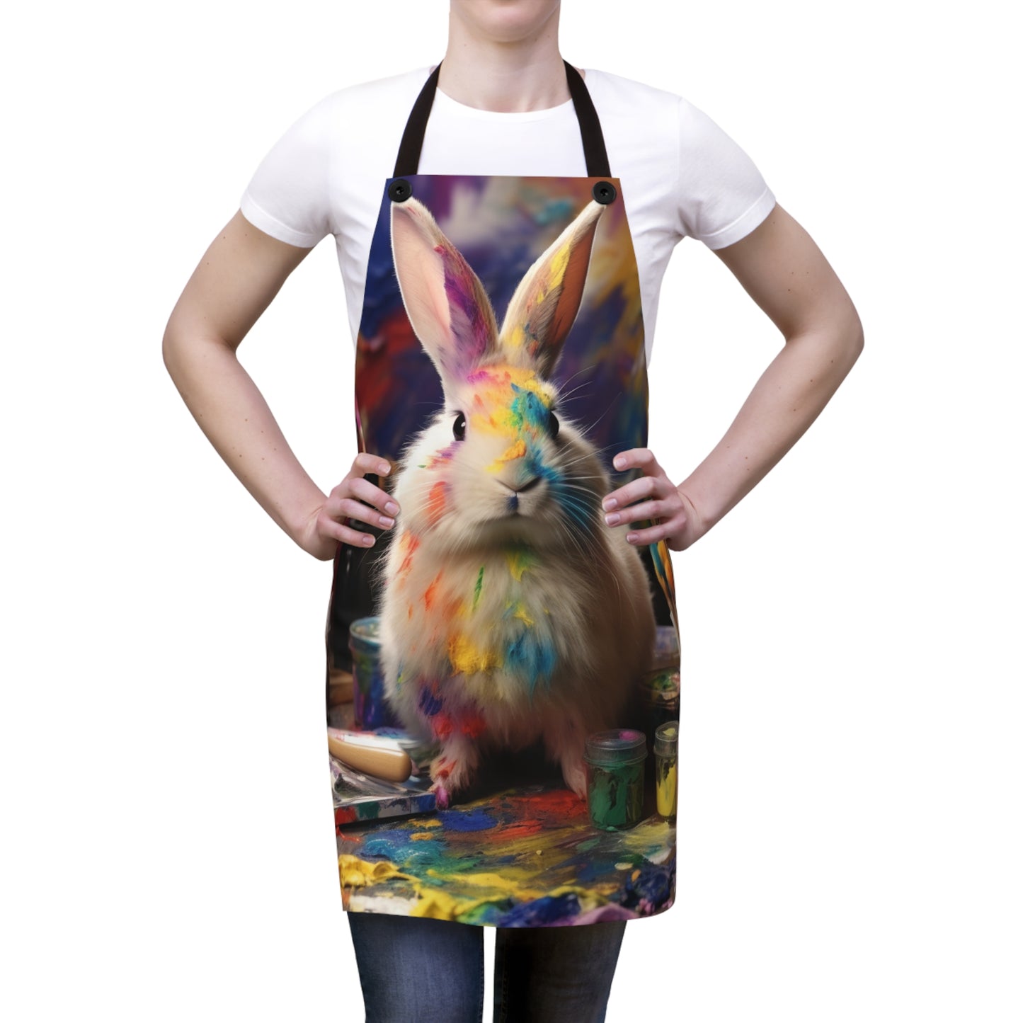 Art Bunny Apron, Easter Bunny Art Apron, Cute Apron, Easter Apron, Easter Gift, Gift for Her, Easter Bunny Apron, Cooking Apron, Chef Apron