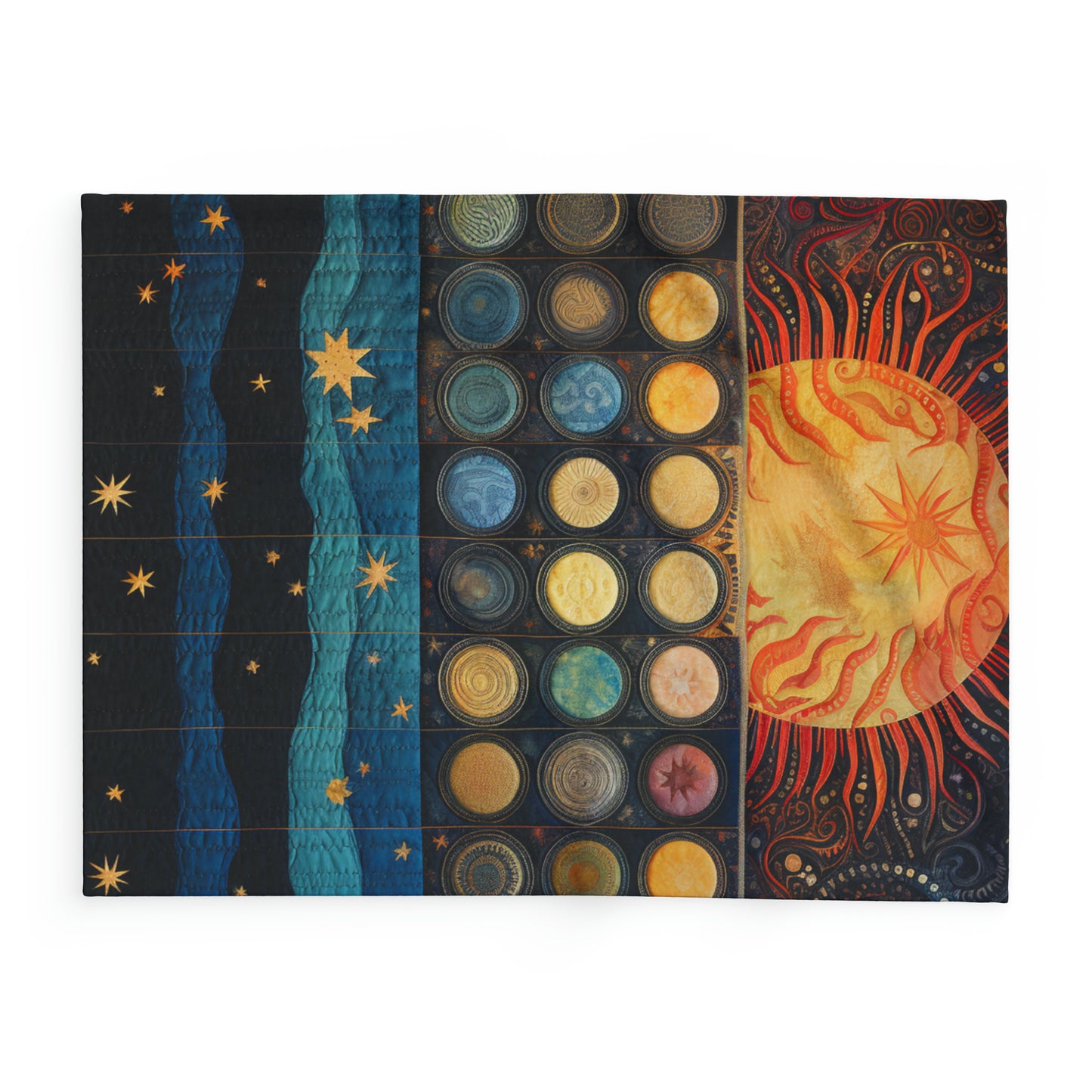 Celestial Fleece Blanket Quilt: Solar and Lunar Patterns Woven During an Eclipse, Arctic Fleece Blanket