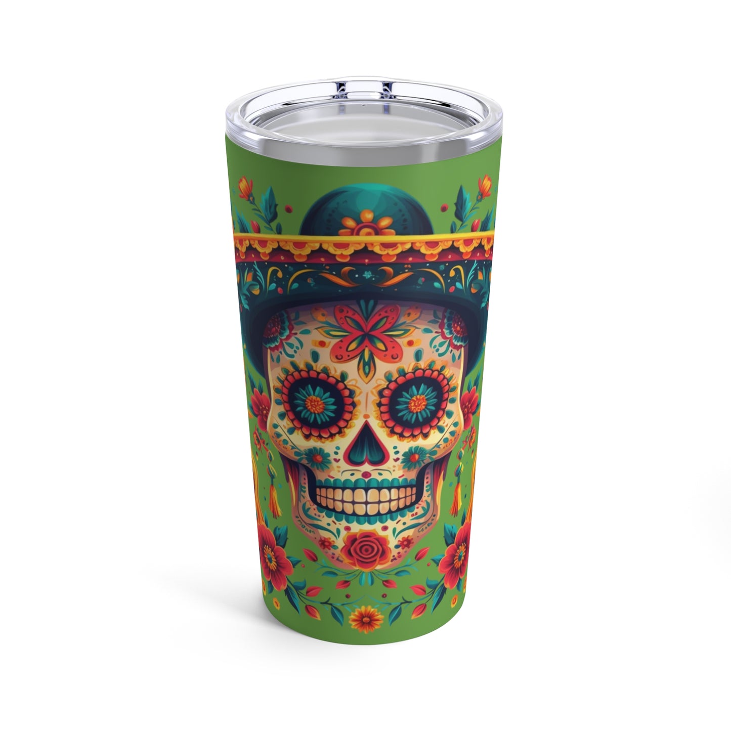 Fiesta Ready Tumbler with Skull, Guitars, and Cinco de Mayo Vibes - 20 oz Decorated Cup, Cinco de Mayo Skull and Guitars Tumbler