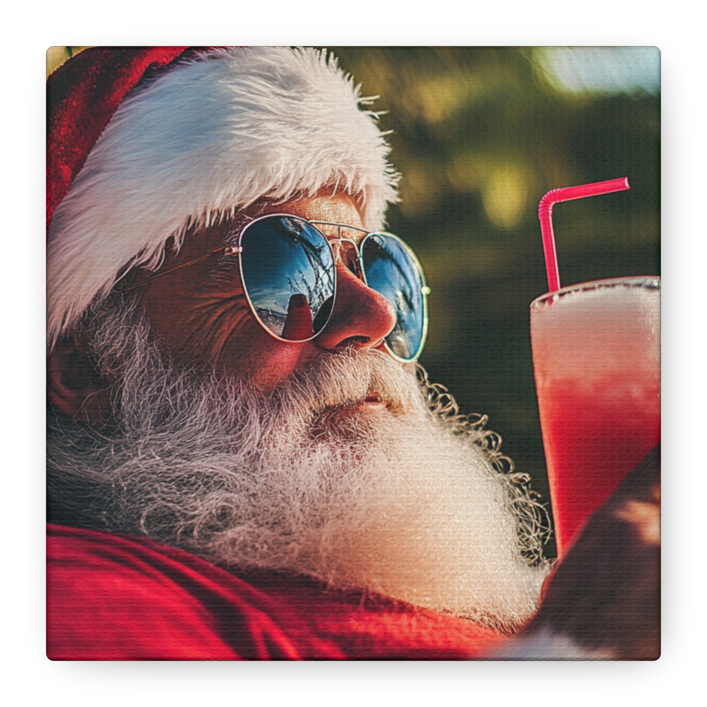 Tropical Santa Claus Canvas Art - Beach Vibes & Holiday Humor, Santa on the Beach - Fun Canvas Wall Decor for Christmas Lovers