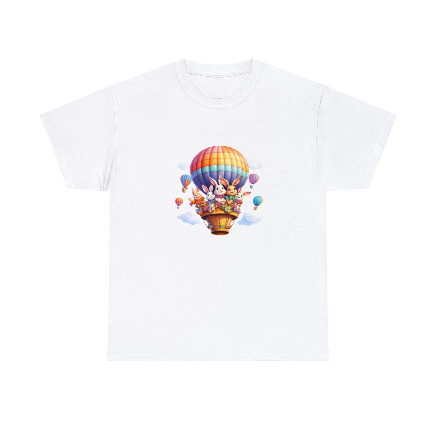 Stay Stylish this Easter with a Unique Bunny Hot Air Balloon Shirt - Limited Edition Design!  Unisex Heavy Cotton Tee