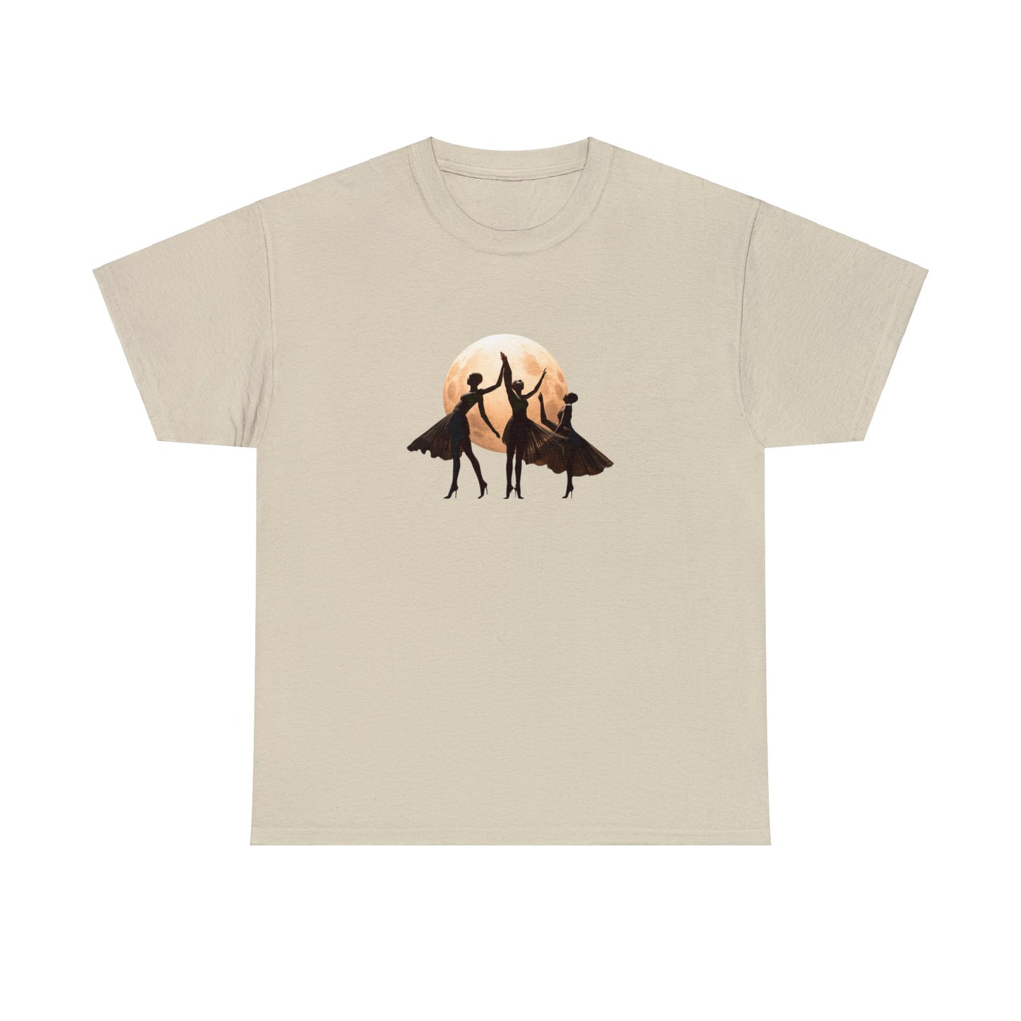 Lunar Dance: Unique Balerina Dancers in Front of Full Moon T-Shirt, Unisex Heavy Cotton Tee