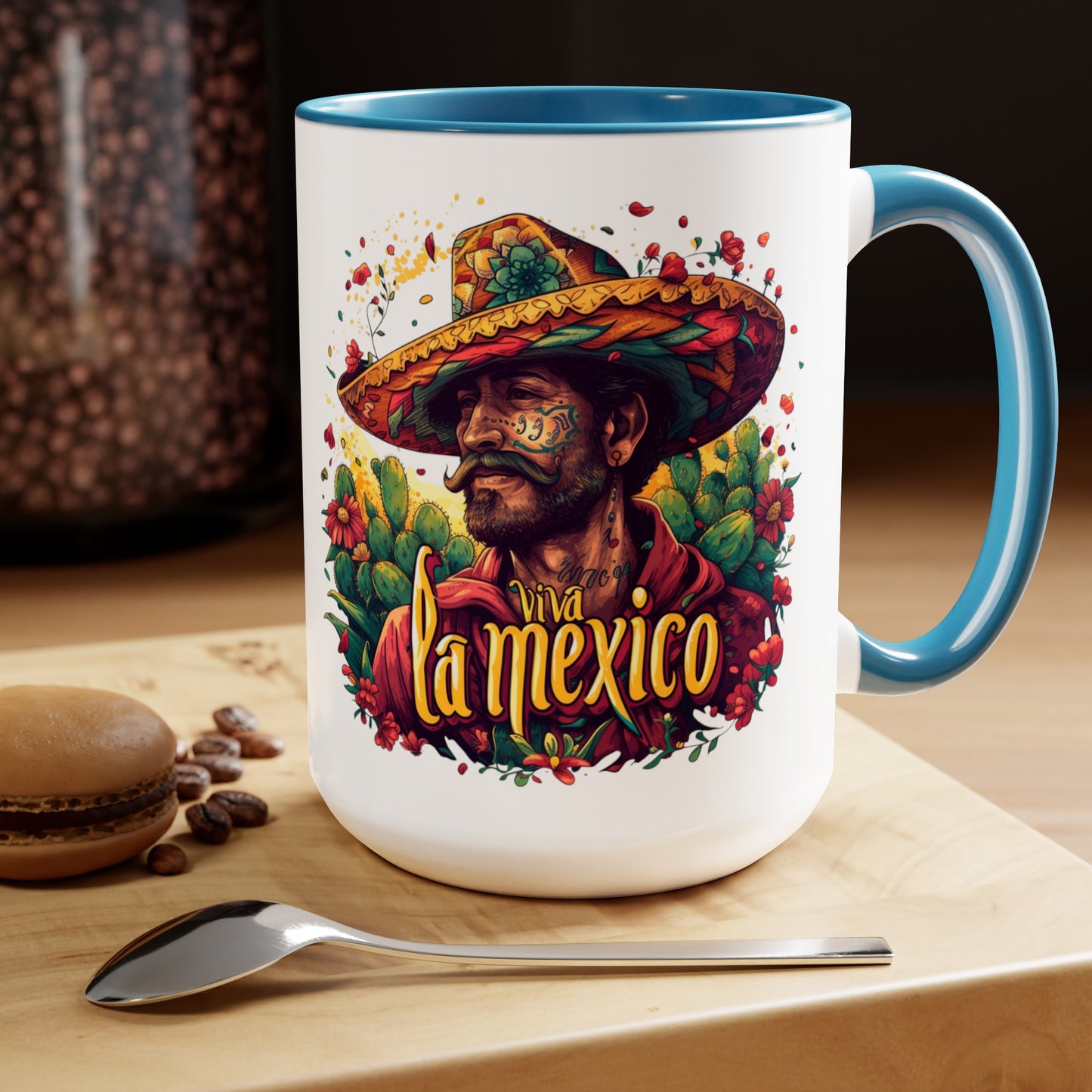 Mexican Fiesta Viva la Mexico 15 oz Mug - Colorful Pottery Coffee Mug, Viva la Mexico 15 oz Mug - Colorful Mexican-Inspired Coffee Cup