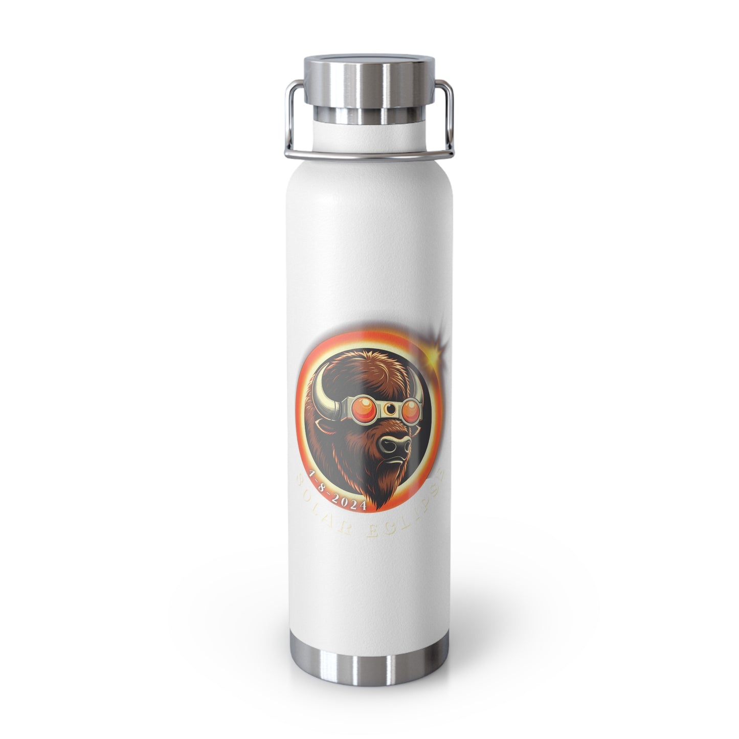 Solar Eclipse Style: Insulated Copper Bottle featuring American Buffalo - 22oz, Retro Chic, American Buffalo Design