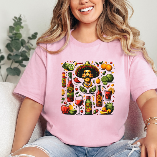 Get ready to fiesta with our catchy 'Flavors of Mexico' shirt! Celebrate Cinco de Mayo in style with vibrant lime, tequila, wine glasses, and a Mexican cowboy design. Elevate your party vibe and embrace the spirit of Mexico with this festive and flavorful shirt. Because when it's time to celebrate, our shirt brings the fiesta to life!