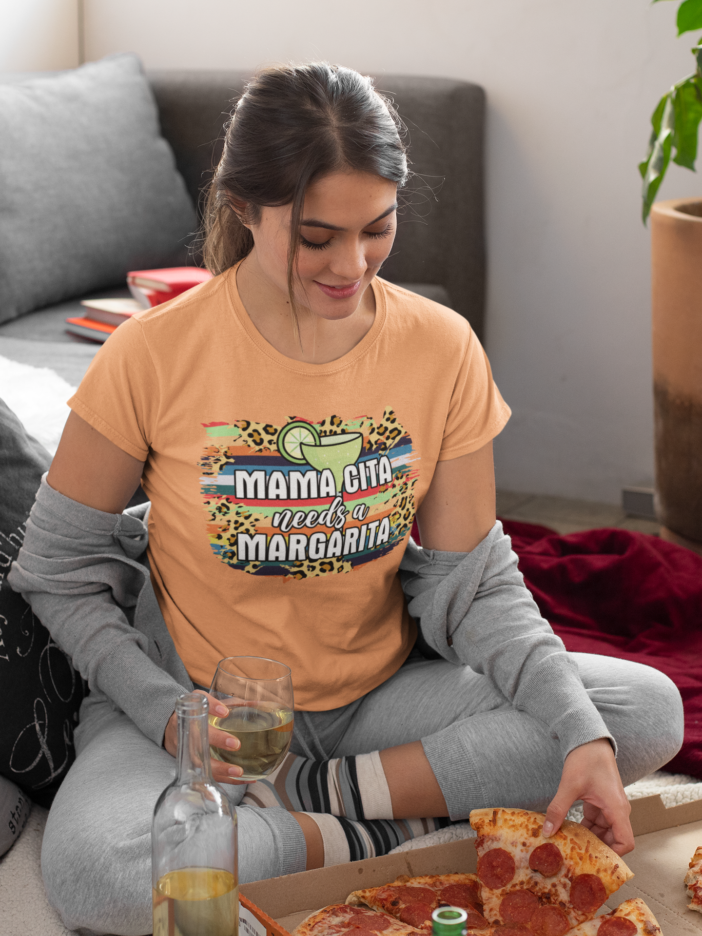 Buffalo Plaid Mamacita Needs a Margarita Graphic Tee - Fun Graphic with Margarita Illustration, Margarita Lover Gift