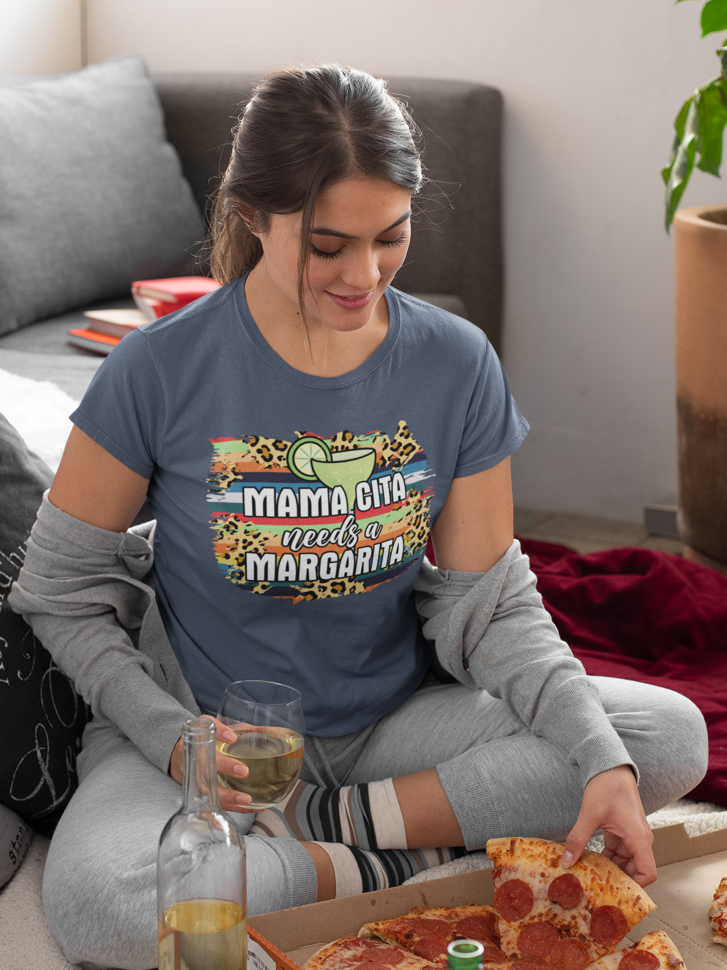 Buffalo Plaid Mamacita Needs a Margarita Graphic Tee - Fun Graphic with Margarita Illustration, Margarita Lover Gift