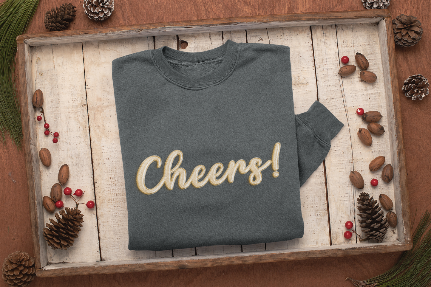 CHEERS New Years Shirt, New Years Sweatshirt, New Years Eve Tshirt New Year Shirt 2024 CHEERS Shirt CHEERS Sweatshirt Embroidered Christmas Sweater