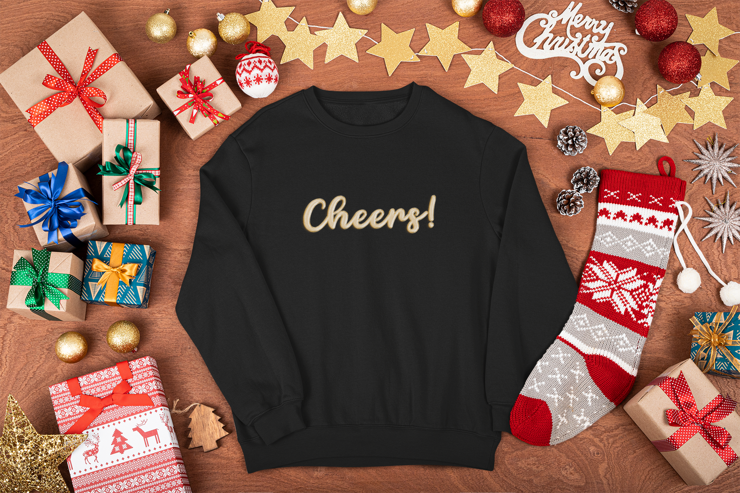 CHEERS New Years Shirt, New Years Sweatshirt, New Years Eve Tshirt New Year Shirt 2024 CHEERS Shirt CHEERS Sweatshirt Embroidered Christmas Sweater